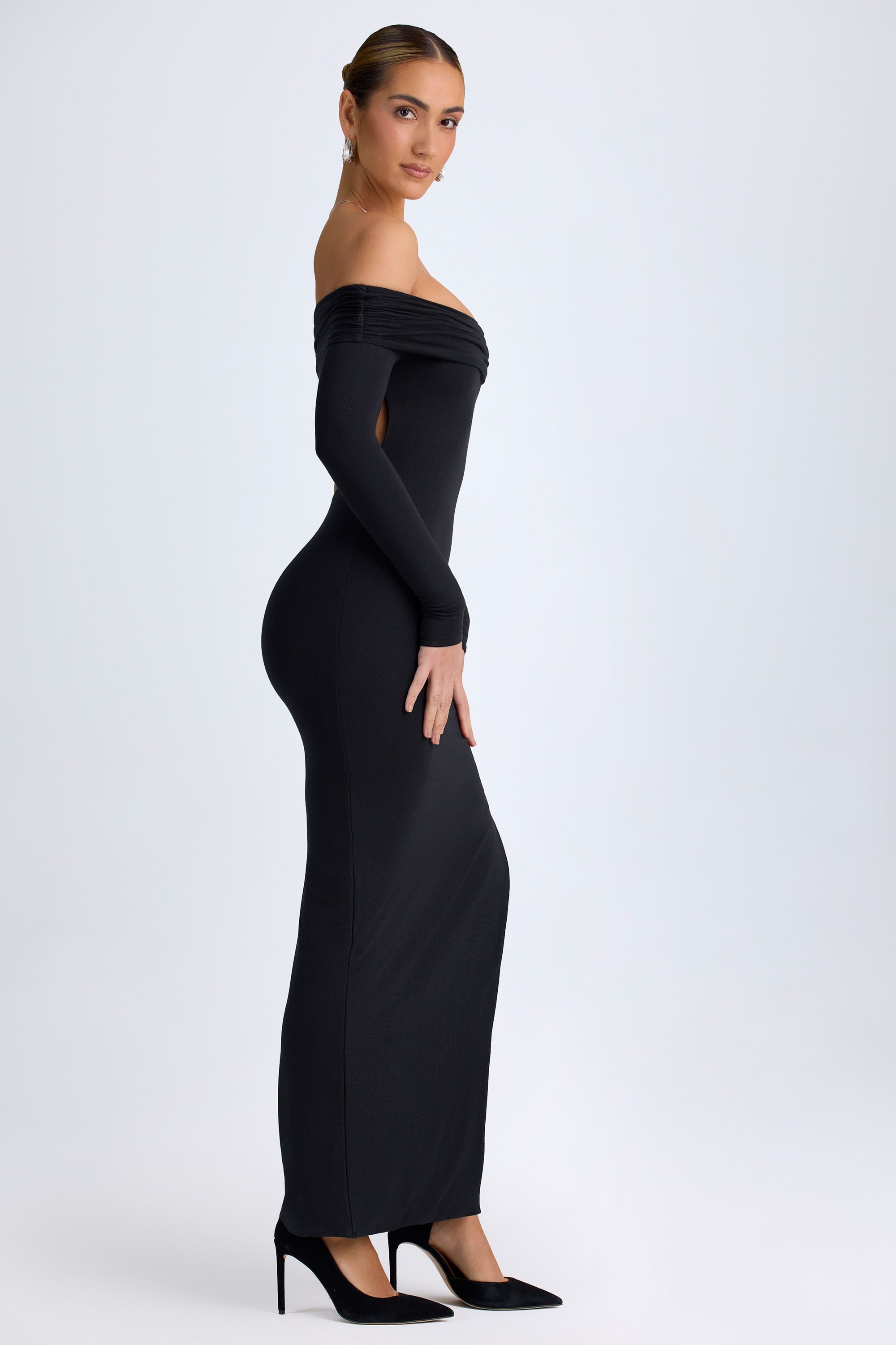 black off shoulder maxi dress Black Off Shoulder Maxi Dress X30023