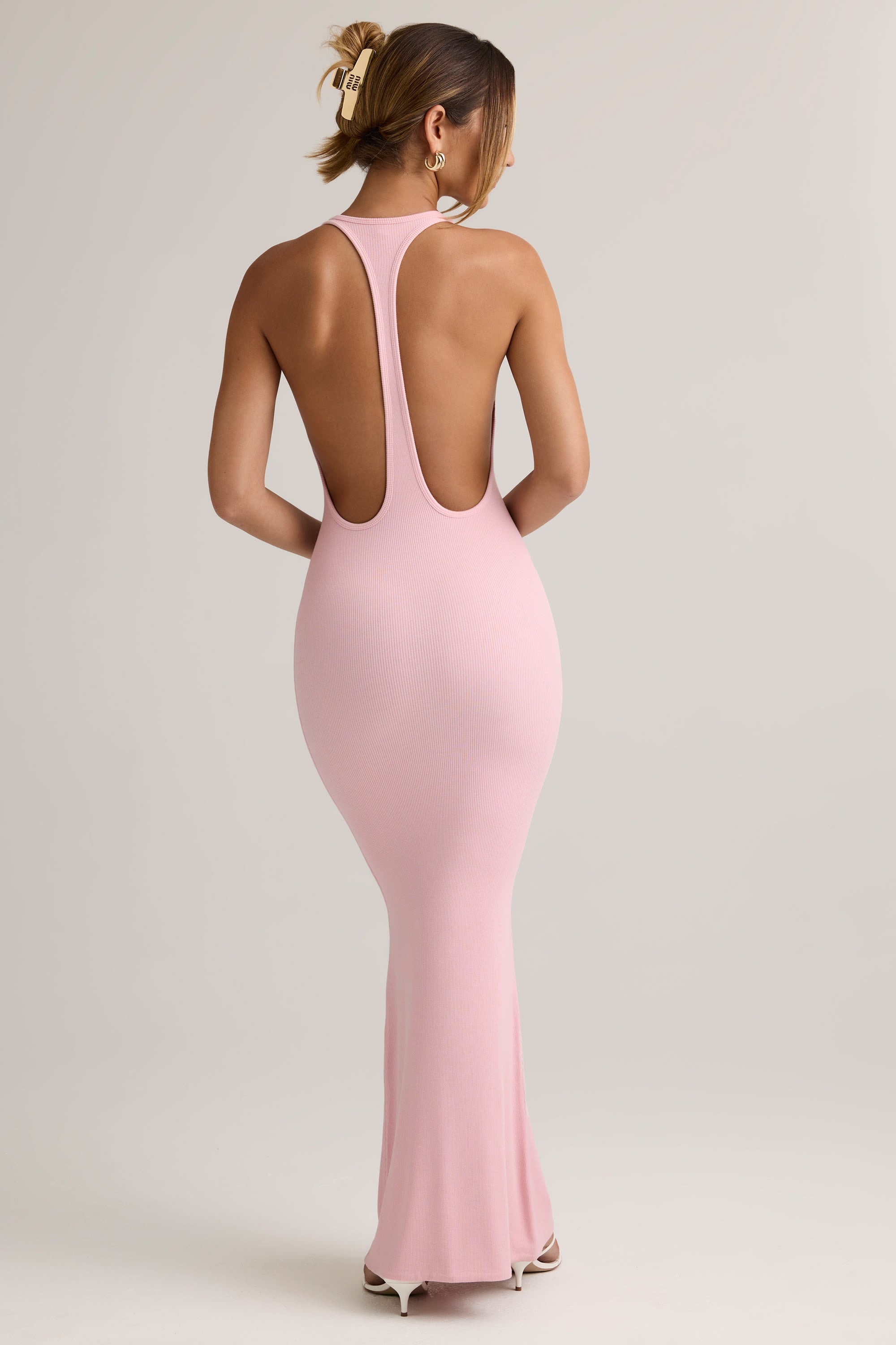 Modal Racerback Maxi Dress in Baby Pink - XL