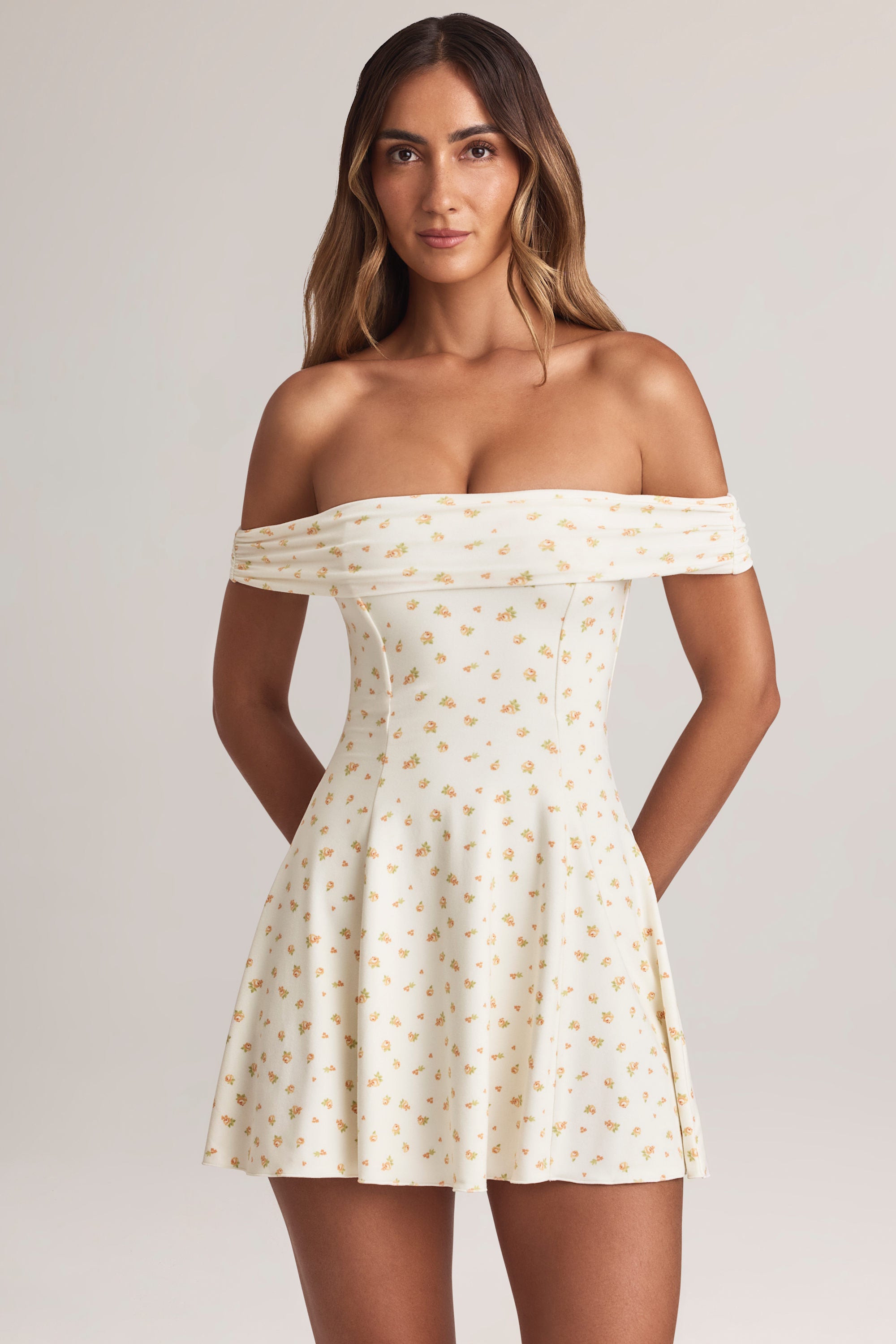Modal Off-Shoulder A-Line Mini Dress in Floral Print - XL | Oh Polly Modal Off-Shoulder A-Line Mini Dress in Floral Print - XL | Oh Polly