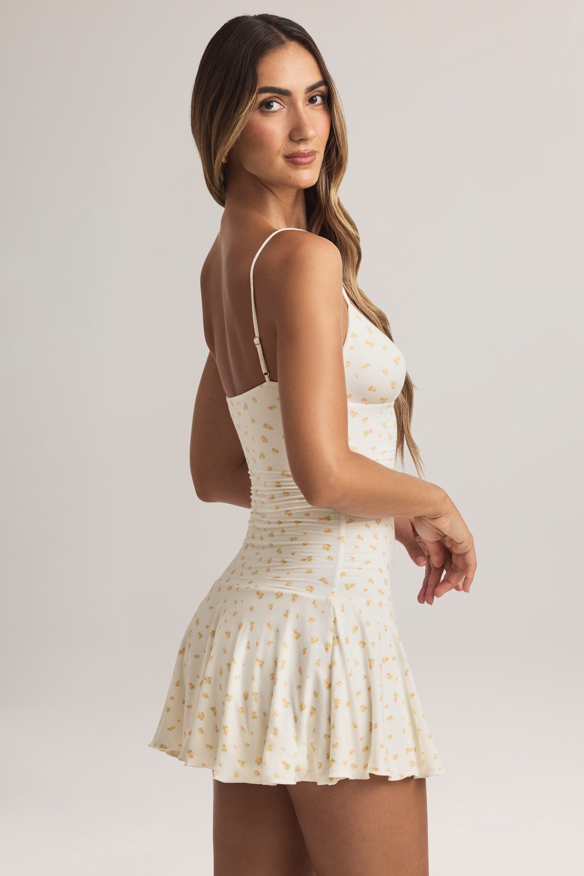 Modal Ruched A-Line Mini Dress in Floral Print - M | Oh Polly Modal Ruched A-Line Mini Dress in Floral Print - M | Oh Polly