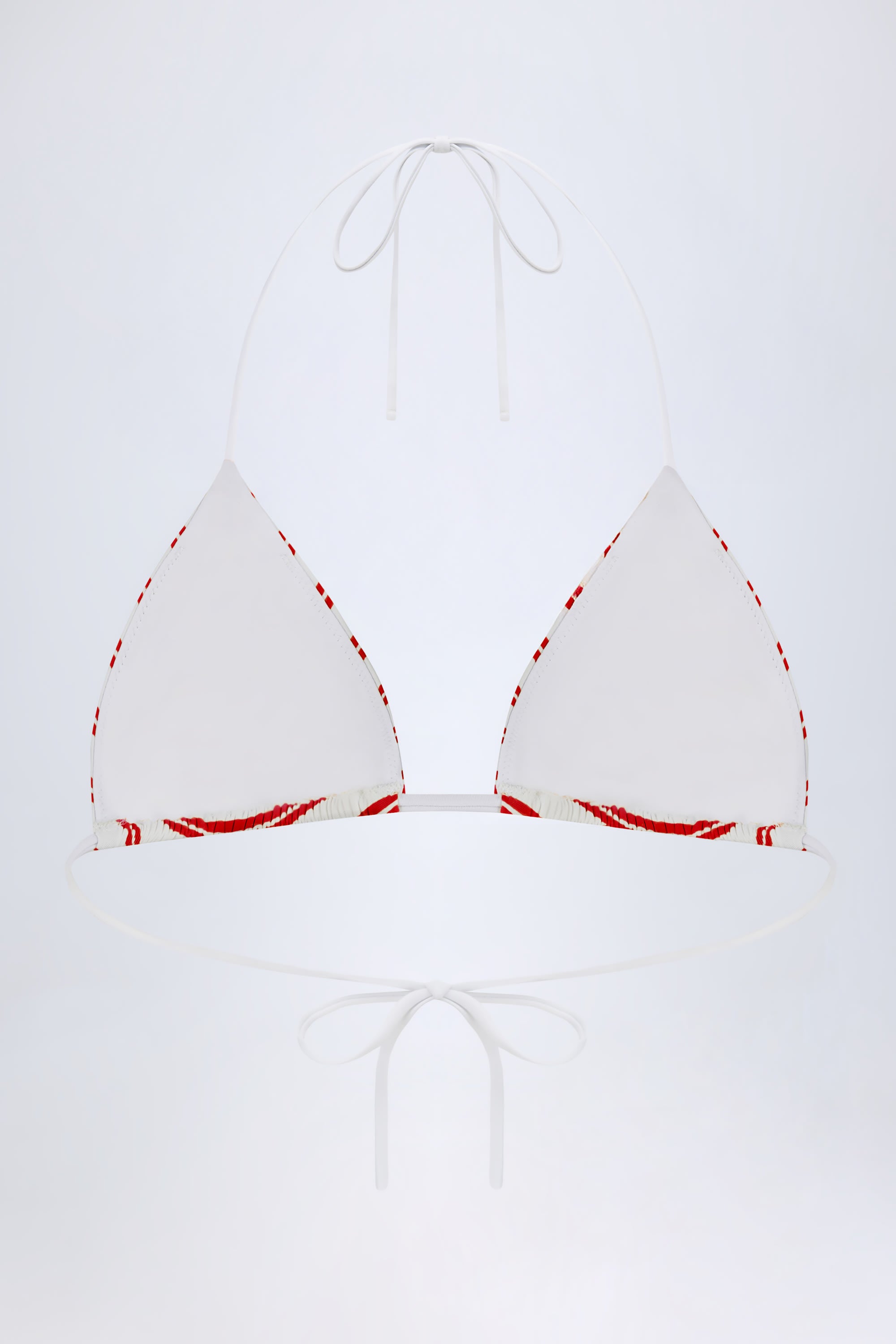 Kotor Triangle Bikini Top in Red Yellow Double Stripe | Oh Polly