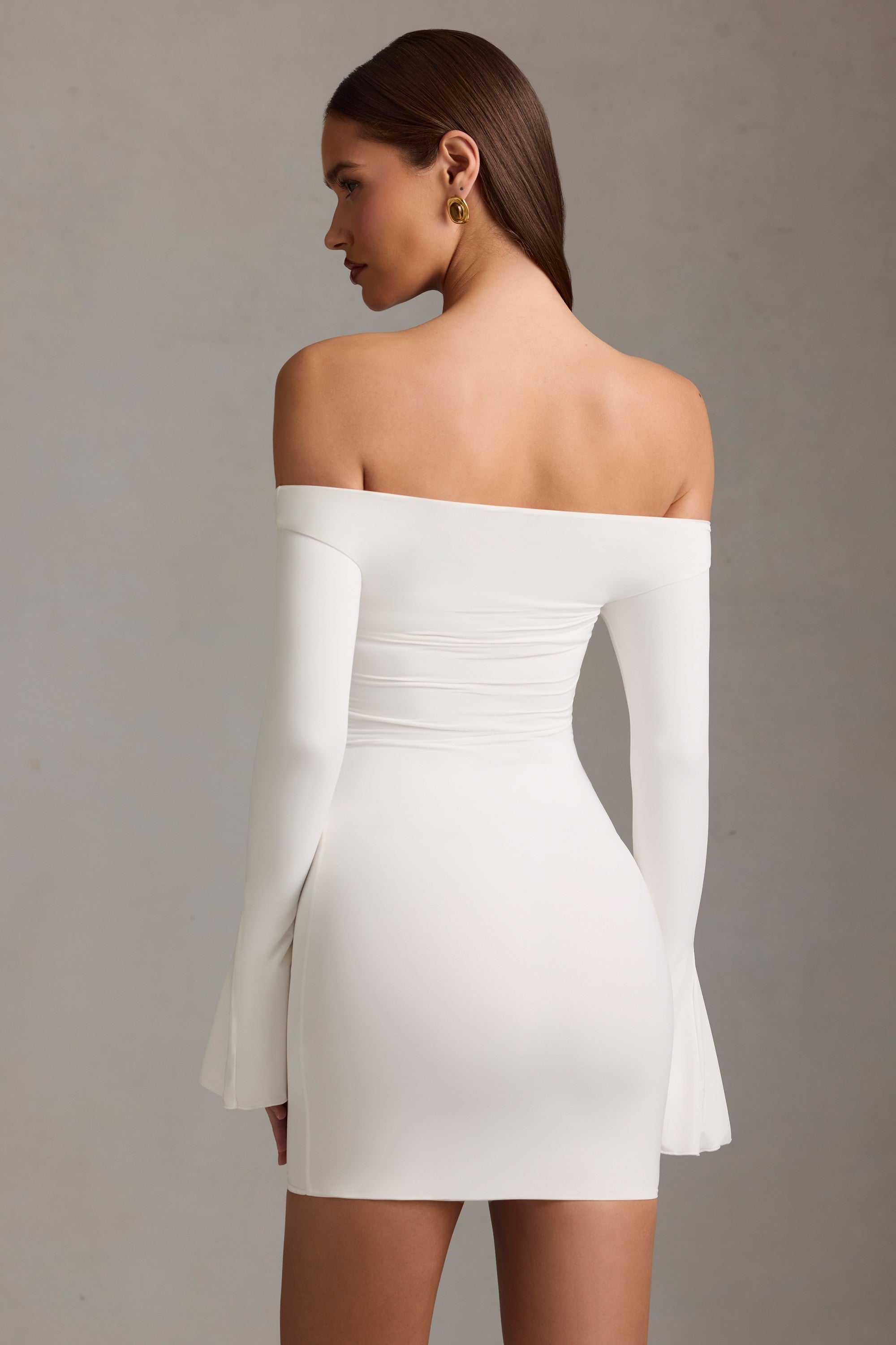 Madelina Off-Shoulder Cut-Out Mini Dress in White