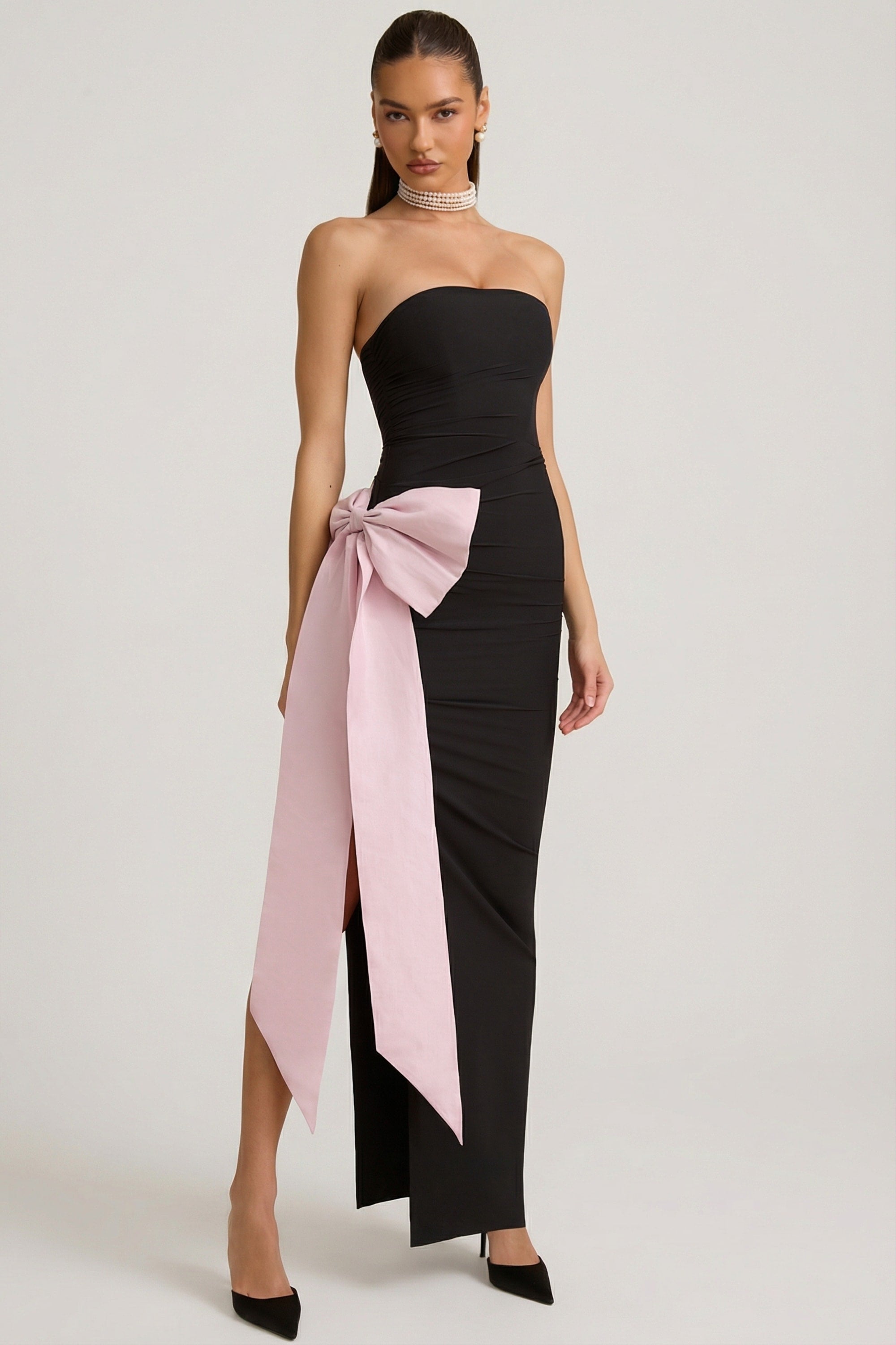 Angelique Strapless Bow-Detail Maxi Dress in Black | Oh Polly 12 Angelique Strapless Bow-Detail Maxi Dress in Black | Oh Polly 12
