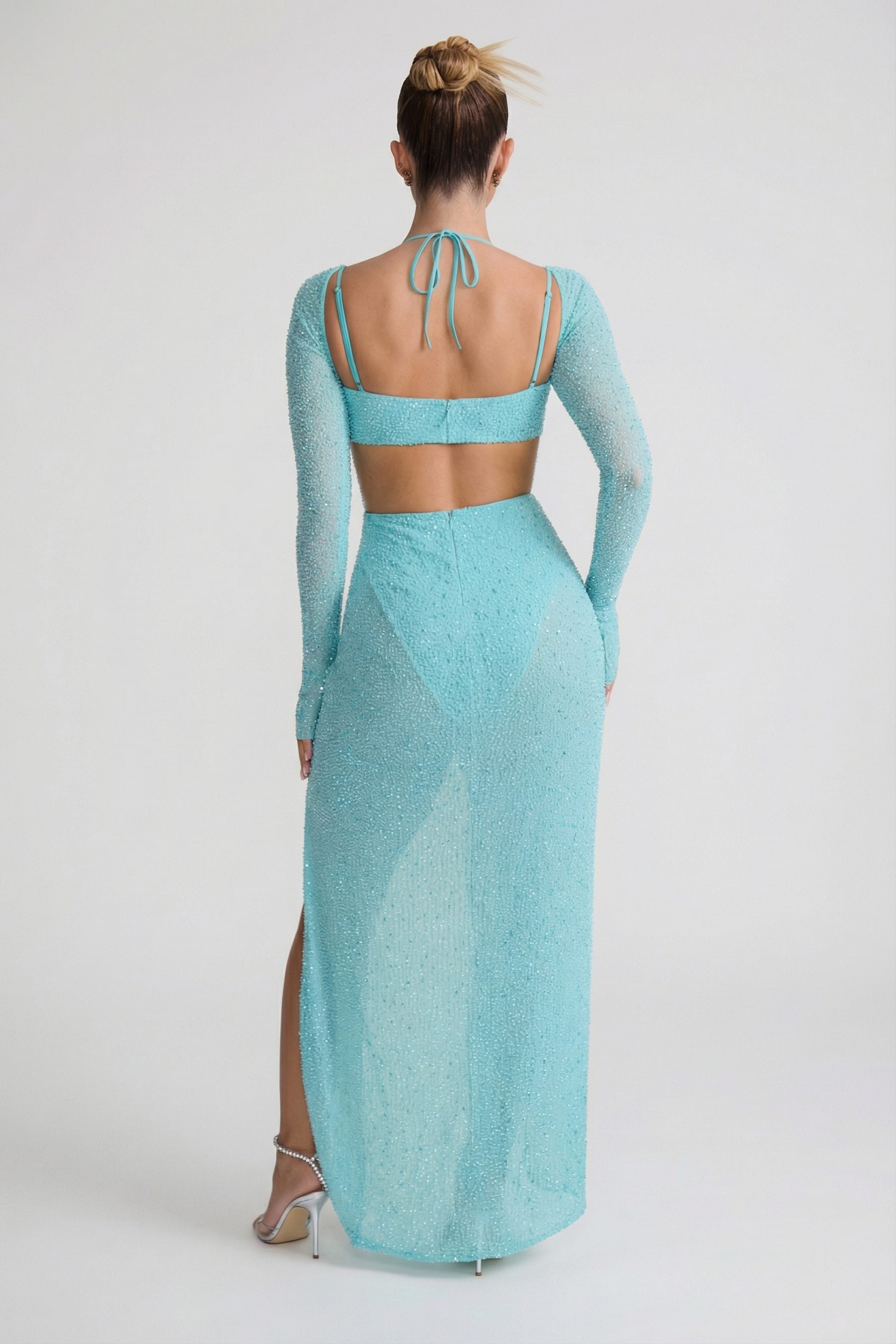 Champel Embellished Cowl Neck Maxi Dress in Aqua | Oh Polly Champel Embellished Cowl Neck Maxi Dress in Aqua | Oh Polly