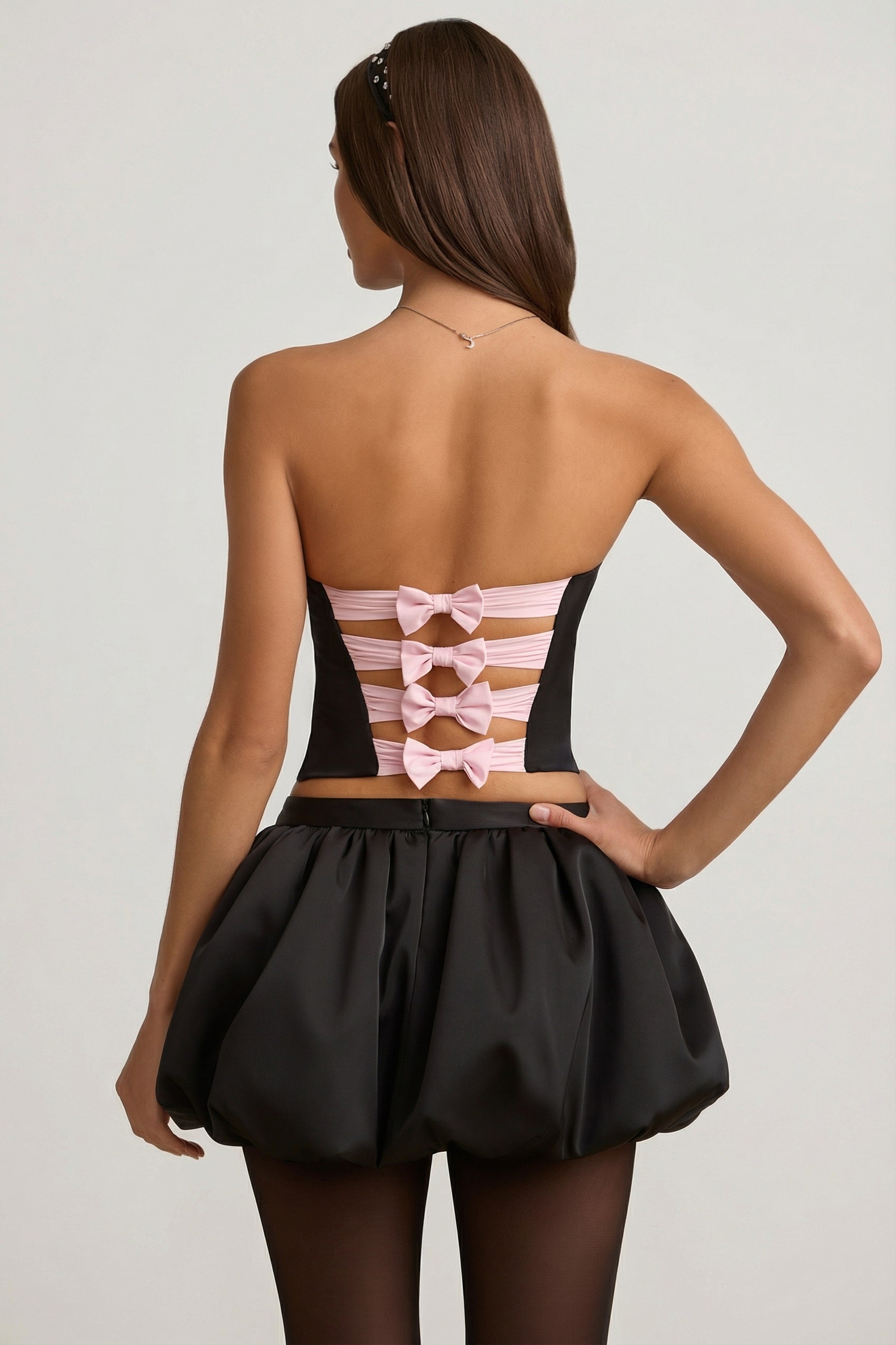 Clemmy Bubble Hem Mid-Rise Mini Skirt in Black | Oh Polly