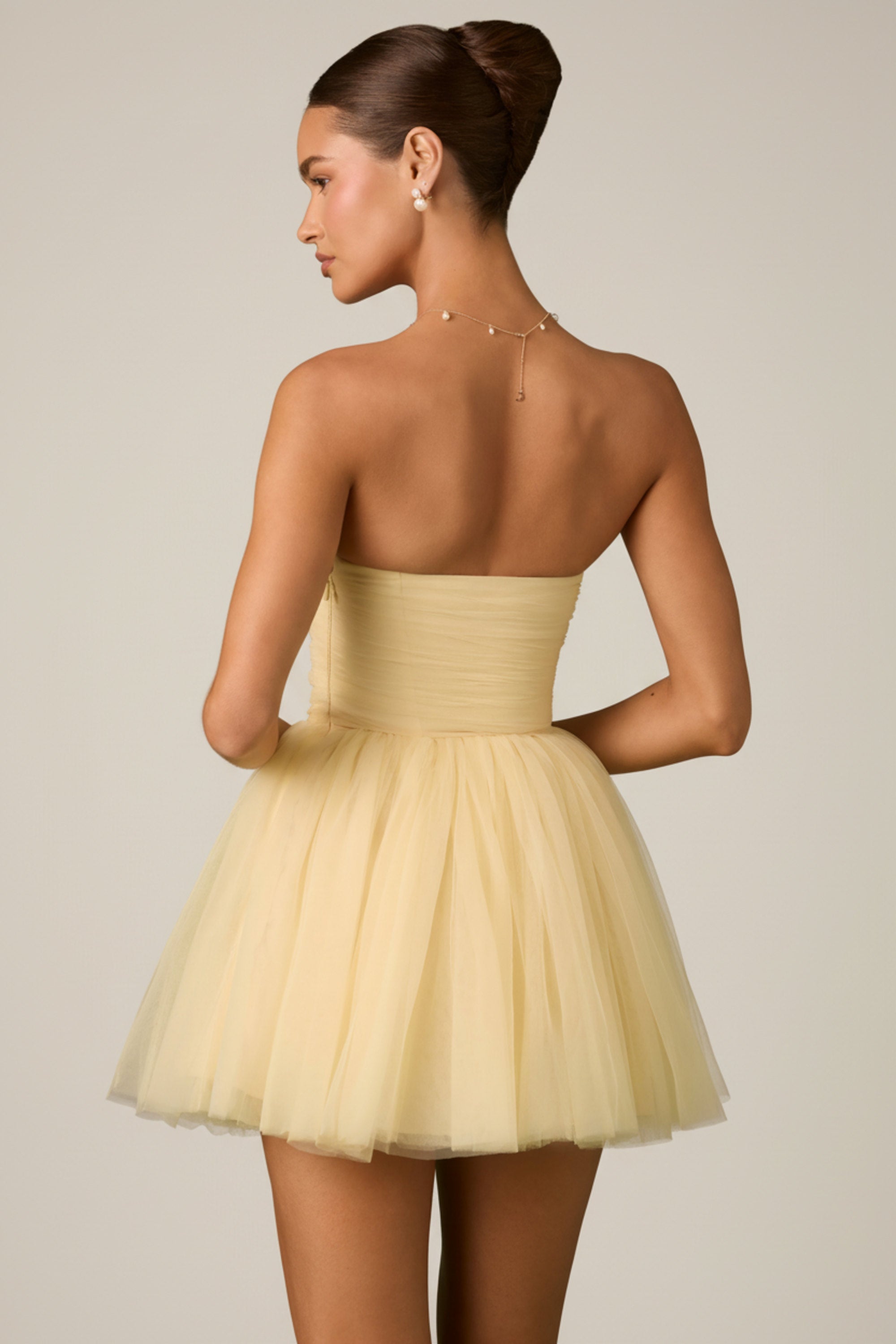 Tulle Corset Mini Dress in Yellow - 10 / Regular