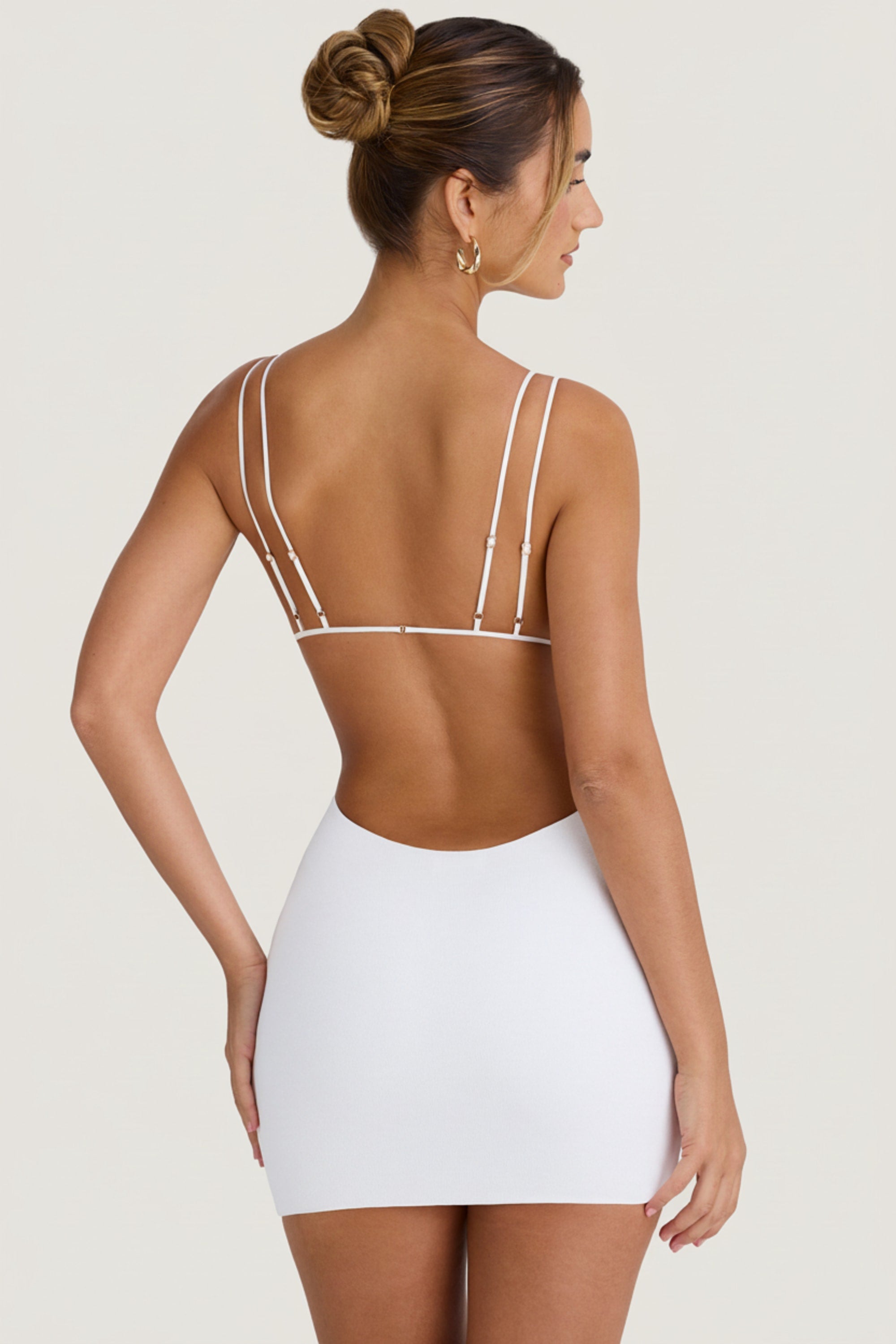 EARTHA Cut-Out Open-Back Mini Dress in White | Oh Polly