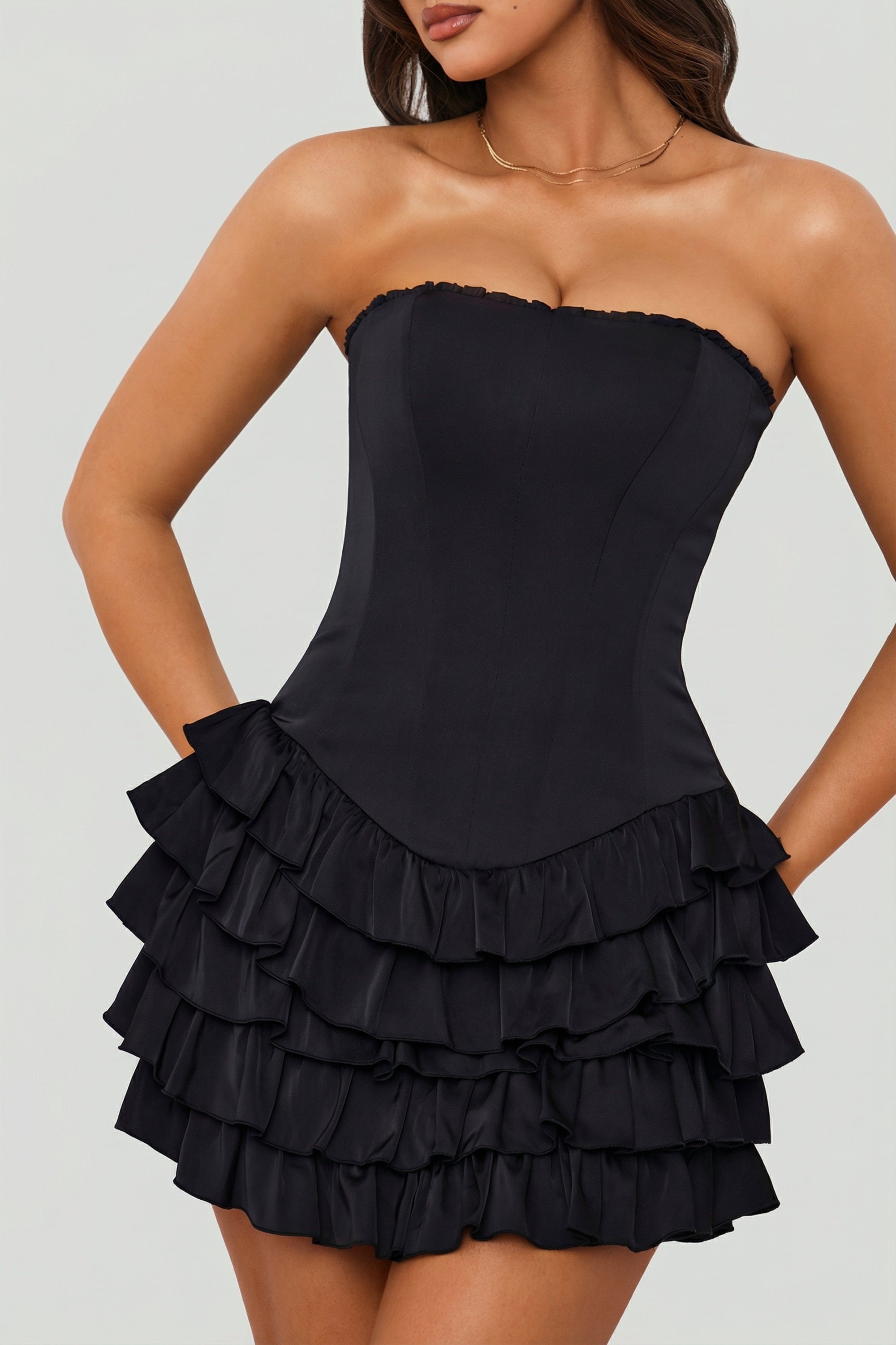 black dresses for a dance Santiago Cut-Out Ruffle Maxi Dress Black main image 1
