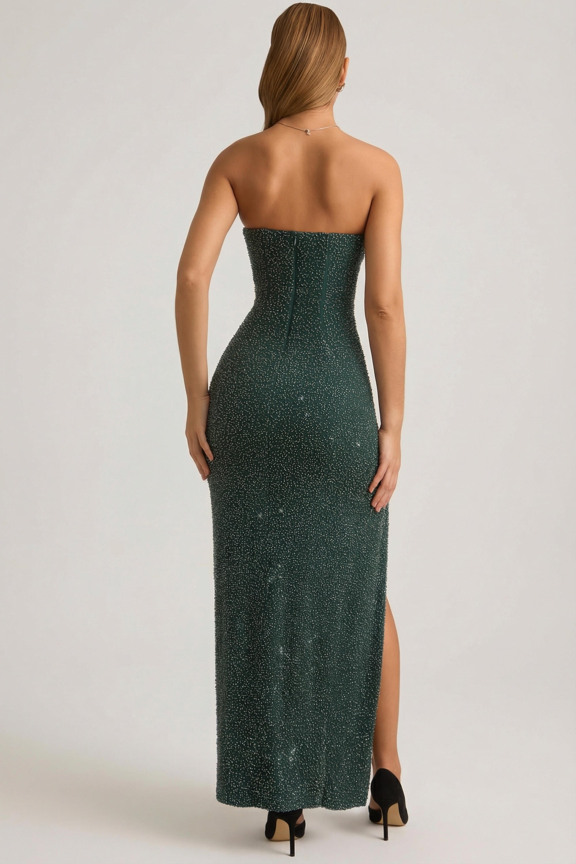 Embellished Strapless Cowl-Neck Maxi Dress in Emerald Green - 4 | Oh Polly Embellished Strapless Cowl-Neck Maxi Dress in Emerald Green - 4 | Oh Polly