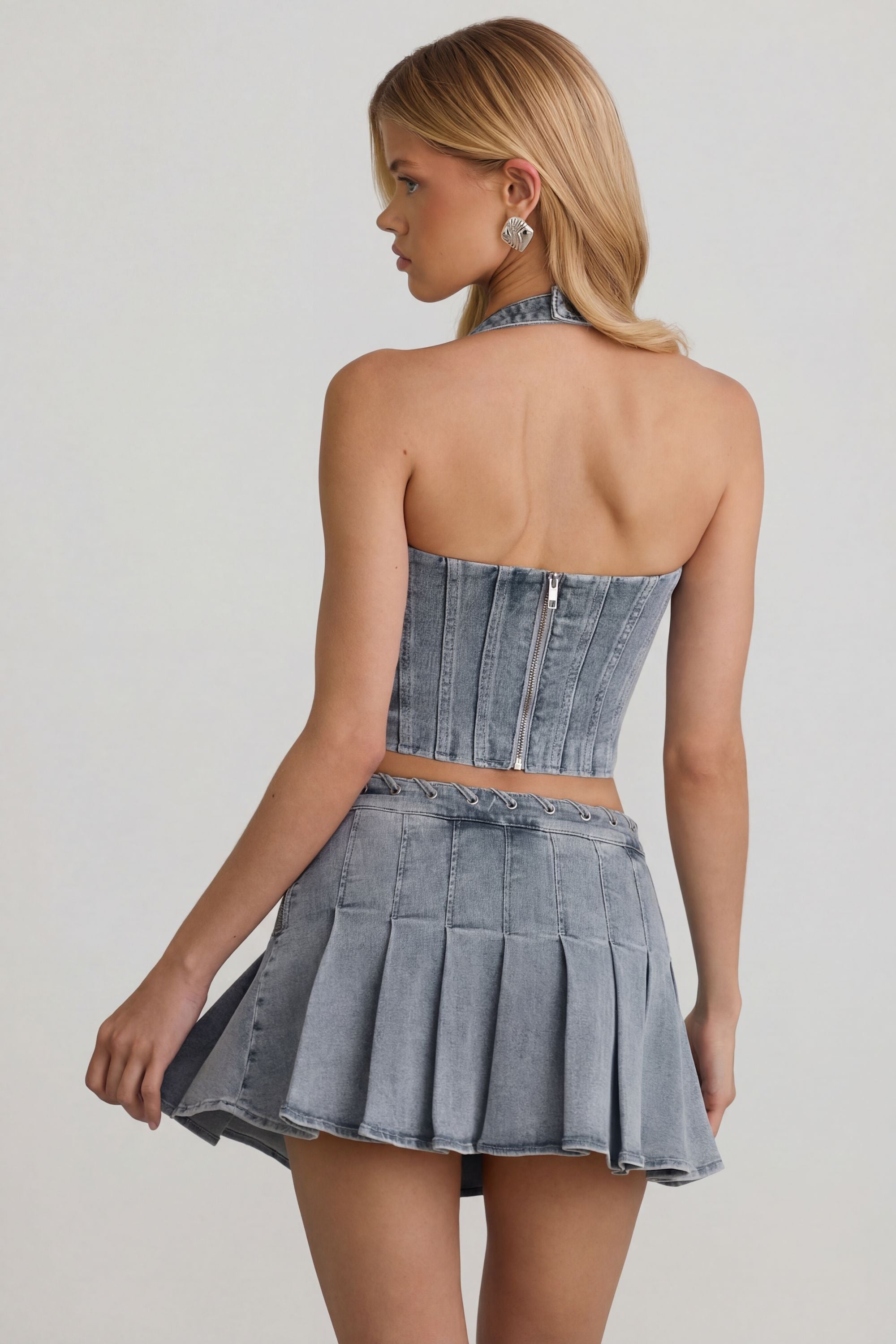 open lace back dress Cute Allure Knit Pleated Mini Skirt main image 1