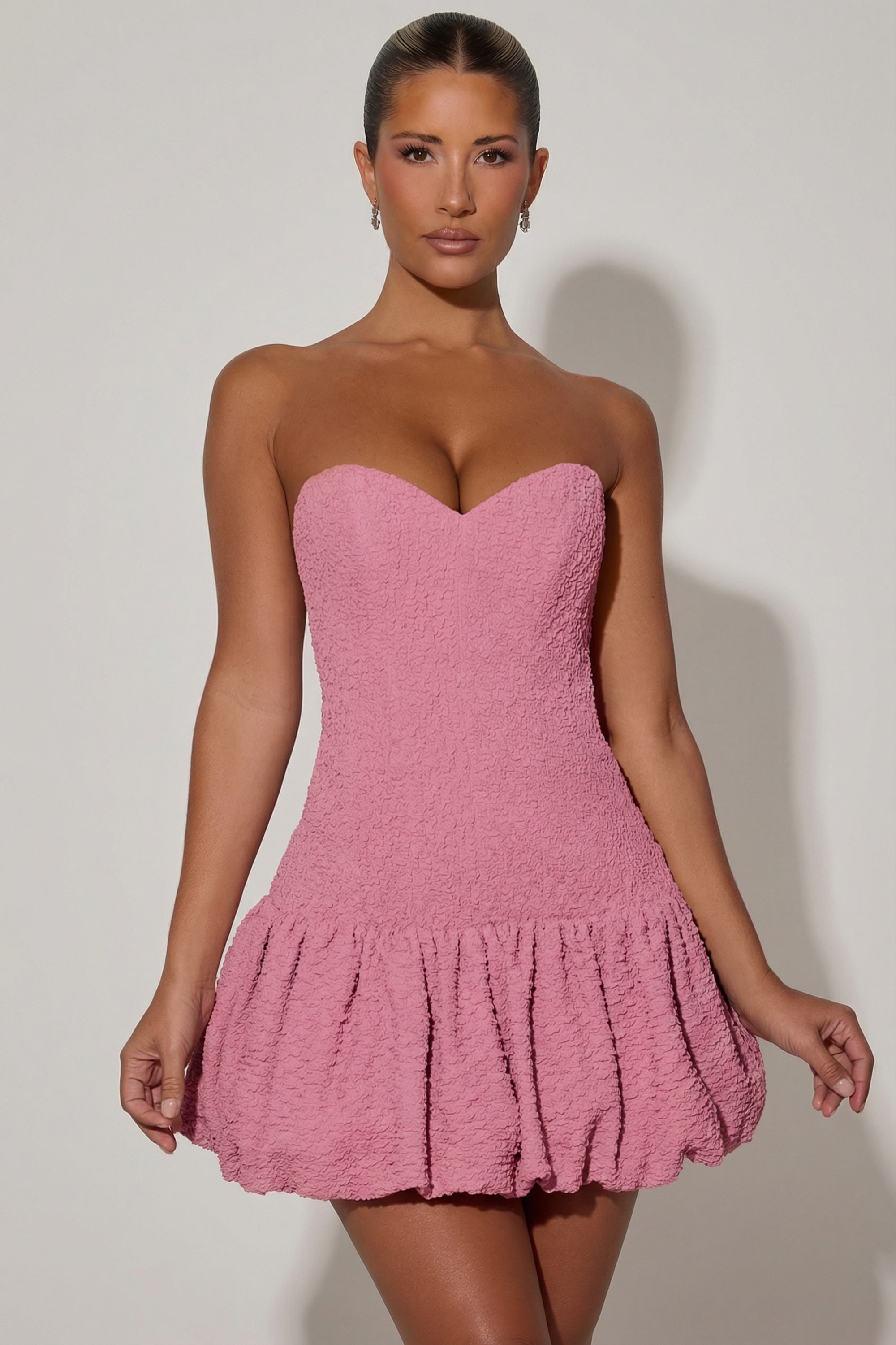 Cut-Out Bubble Hem Corset Mini Dress in Dusty Pink - 14 | Oh Polly Cut-Out Bubble Hem Corset Mini Dress in Dusty Pink - 14 | Oh Polly