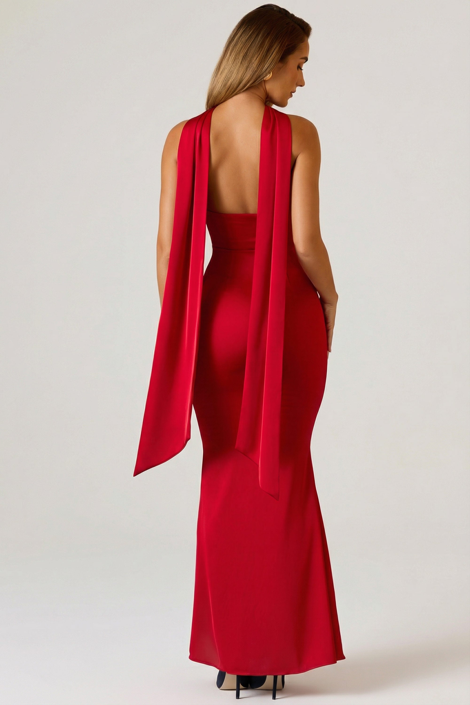 Scarf-Detail strapless Gown in scarlet red - 4 | Oh Polly Scarf-Detail strapless Gown in scarlet red - 4 | Oh Polly