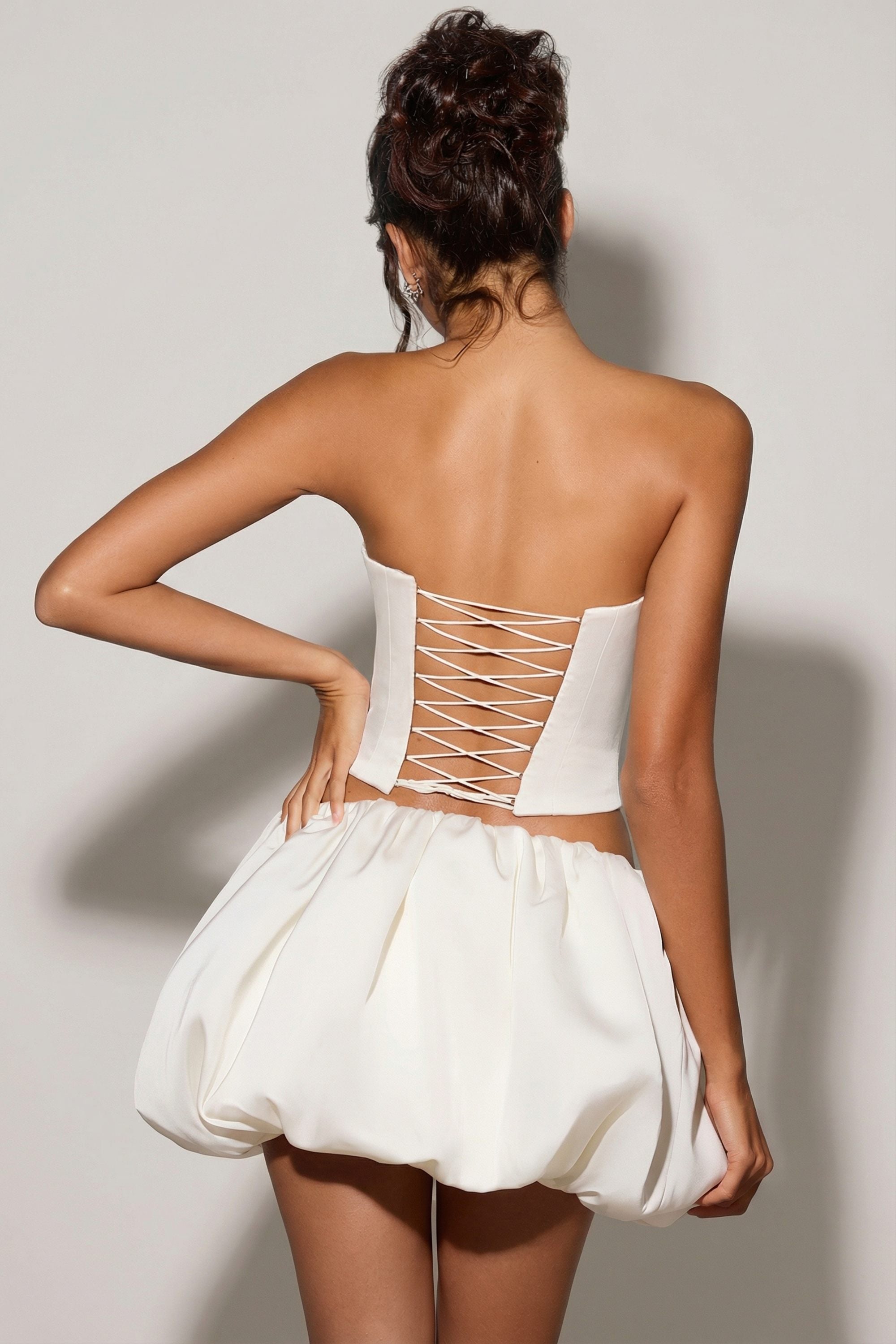 Marnie Bubble Hem Micro Mini Skirt in White
