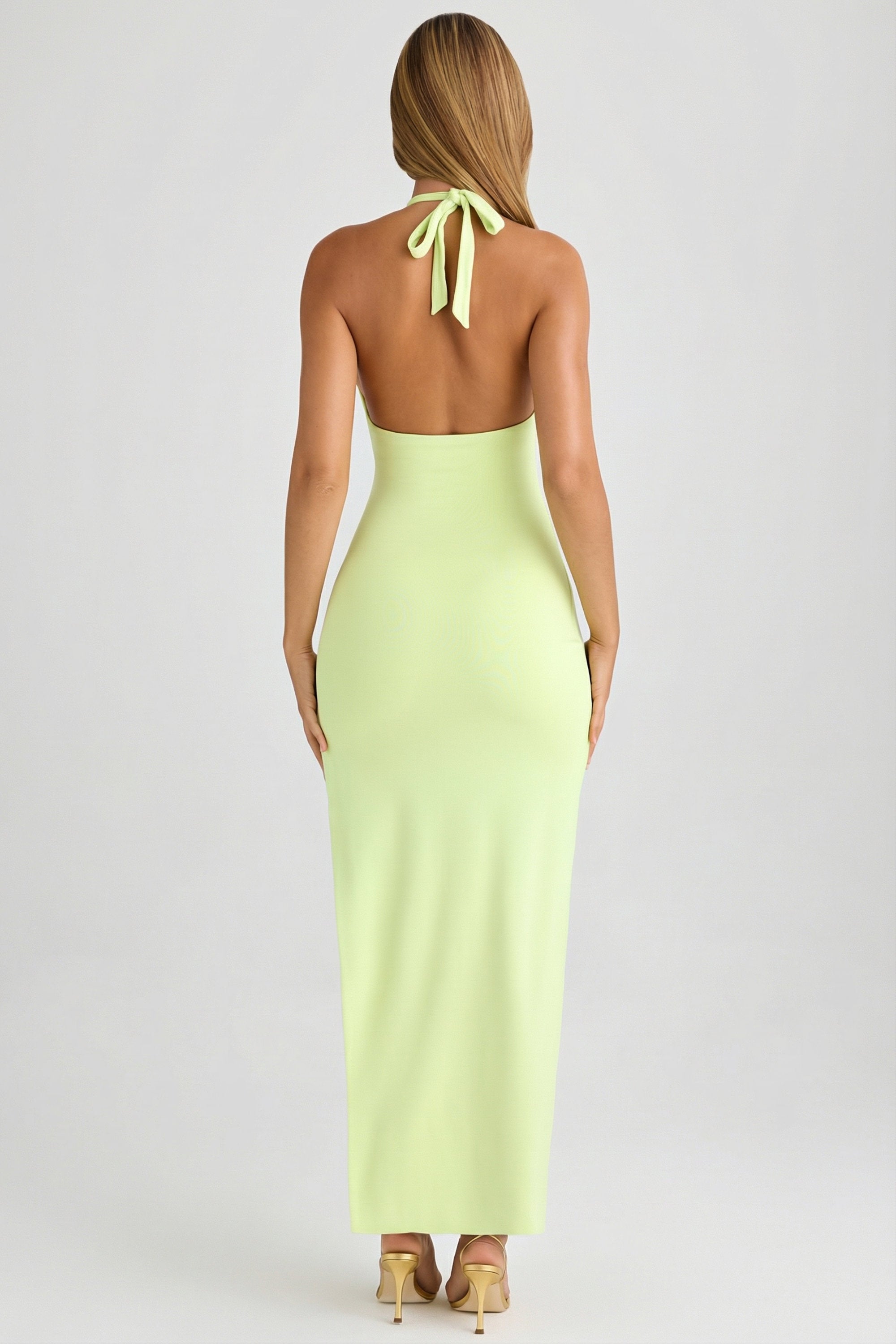 Oh Polly Mei split halterneck Maxi Dress in Matcha Green Oh Polly Mei split halterneck Maxi Dress in Matcha Green