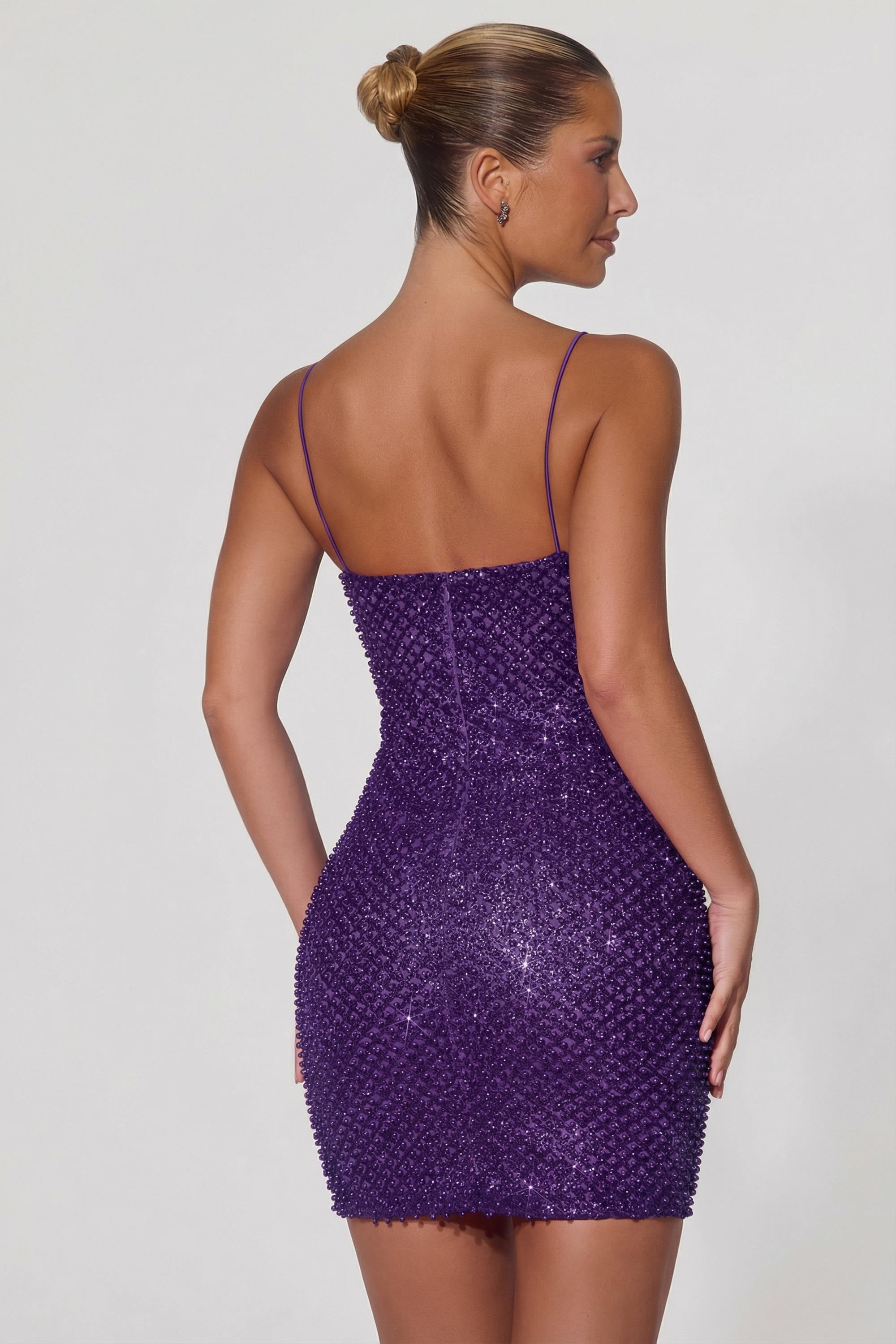 strapless open back dress Purple Disc Sequin Mini Dress main image 0