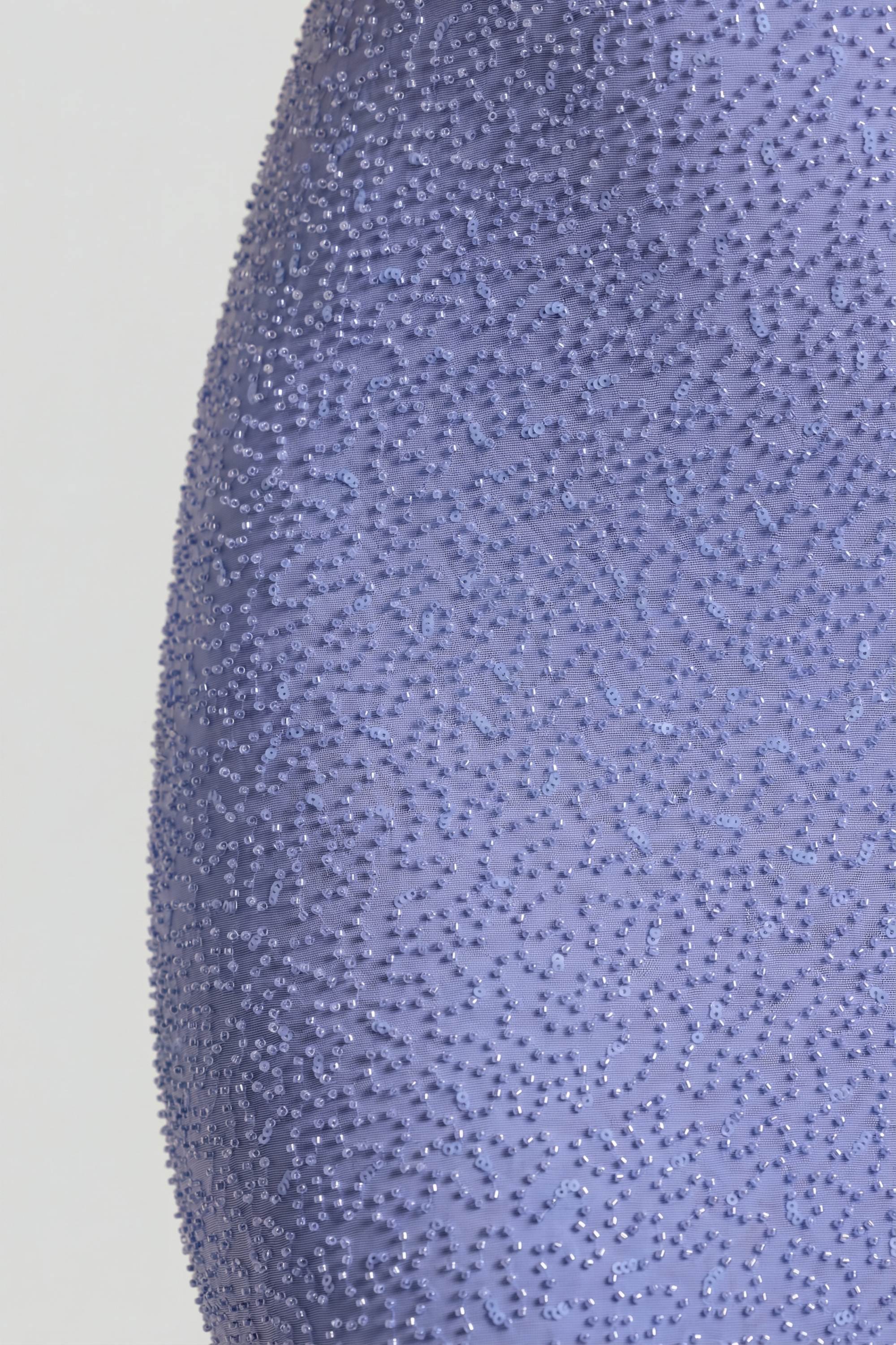 Embellished Cowl Neck Maxi Dress in Powder Blue - 6