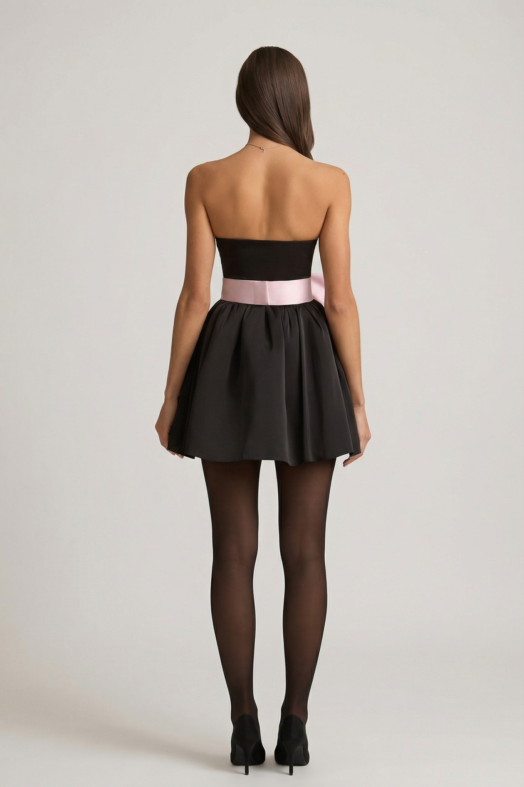 black aje dress Black Bow Back Velour Mini Dress Black / Standard / 22