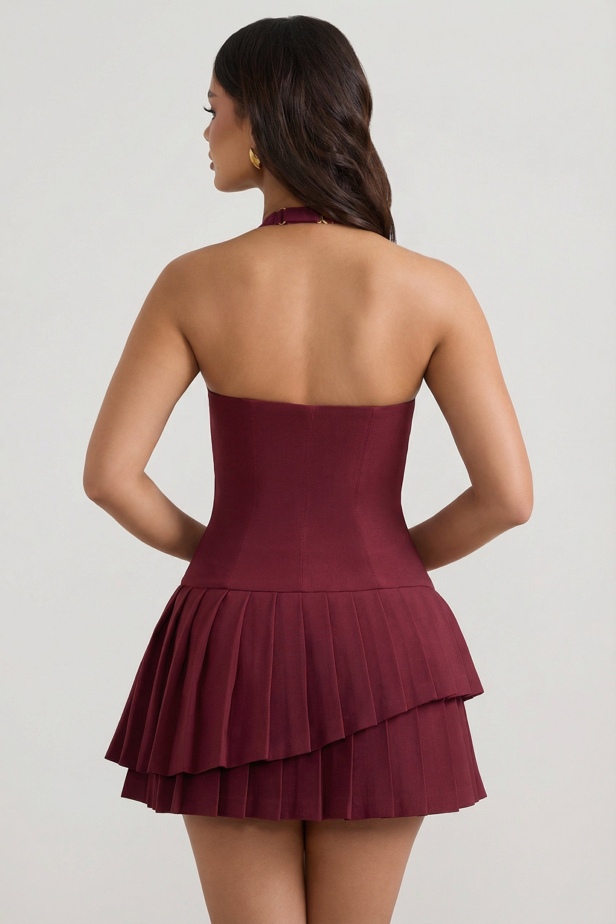 Rosaria Asymmetric Layered Halterneck Mini Dress in Wine Red | Oh Polly Rosaria Asymmetric Layered Halterneck Mini Dress in Wine Red | Oh Polly