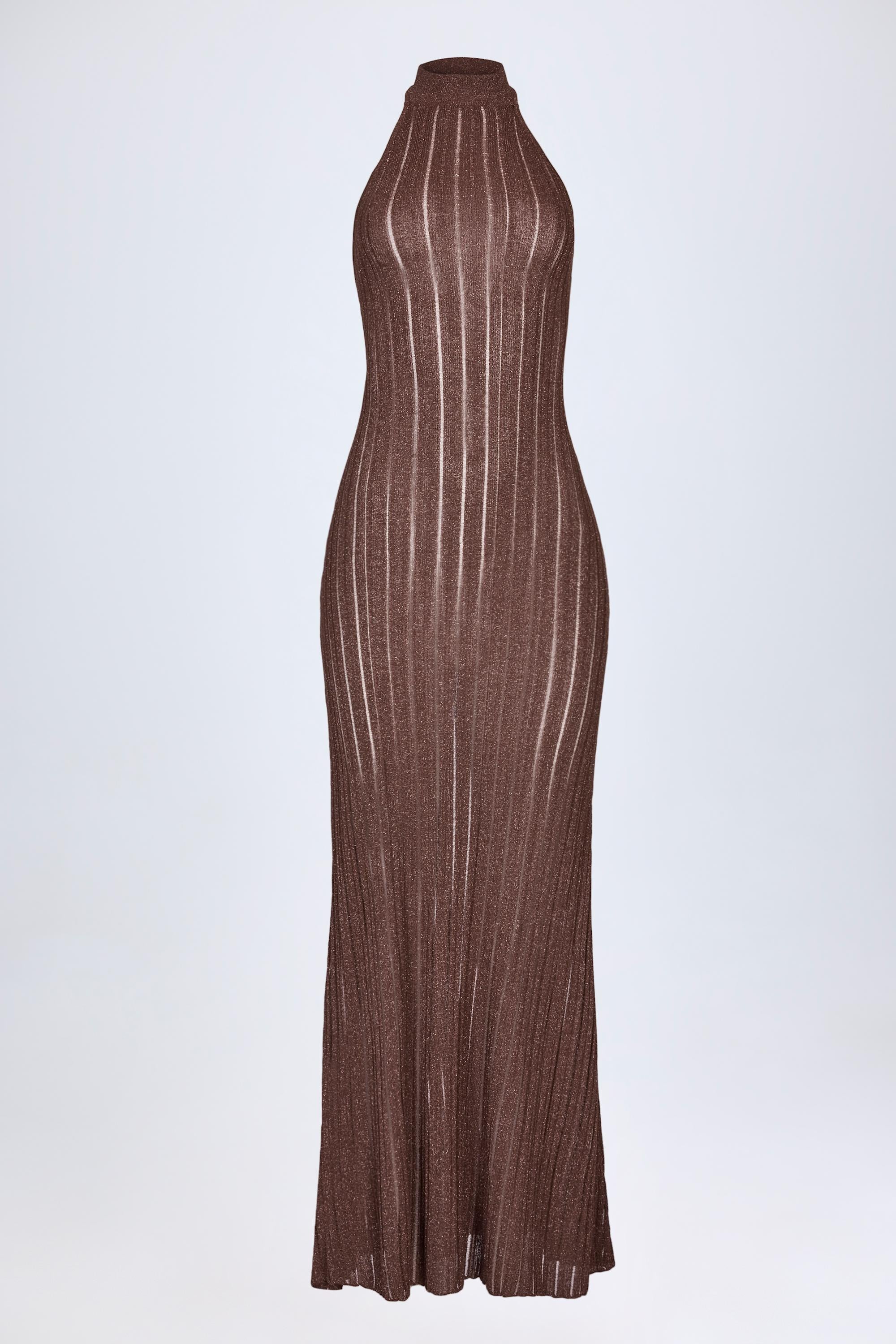 halter pleated dress HALTER PLEATED LAME' METALLIC A-LINE GOWN CDC153 main image 1