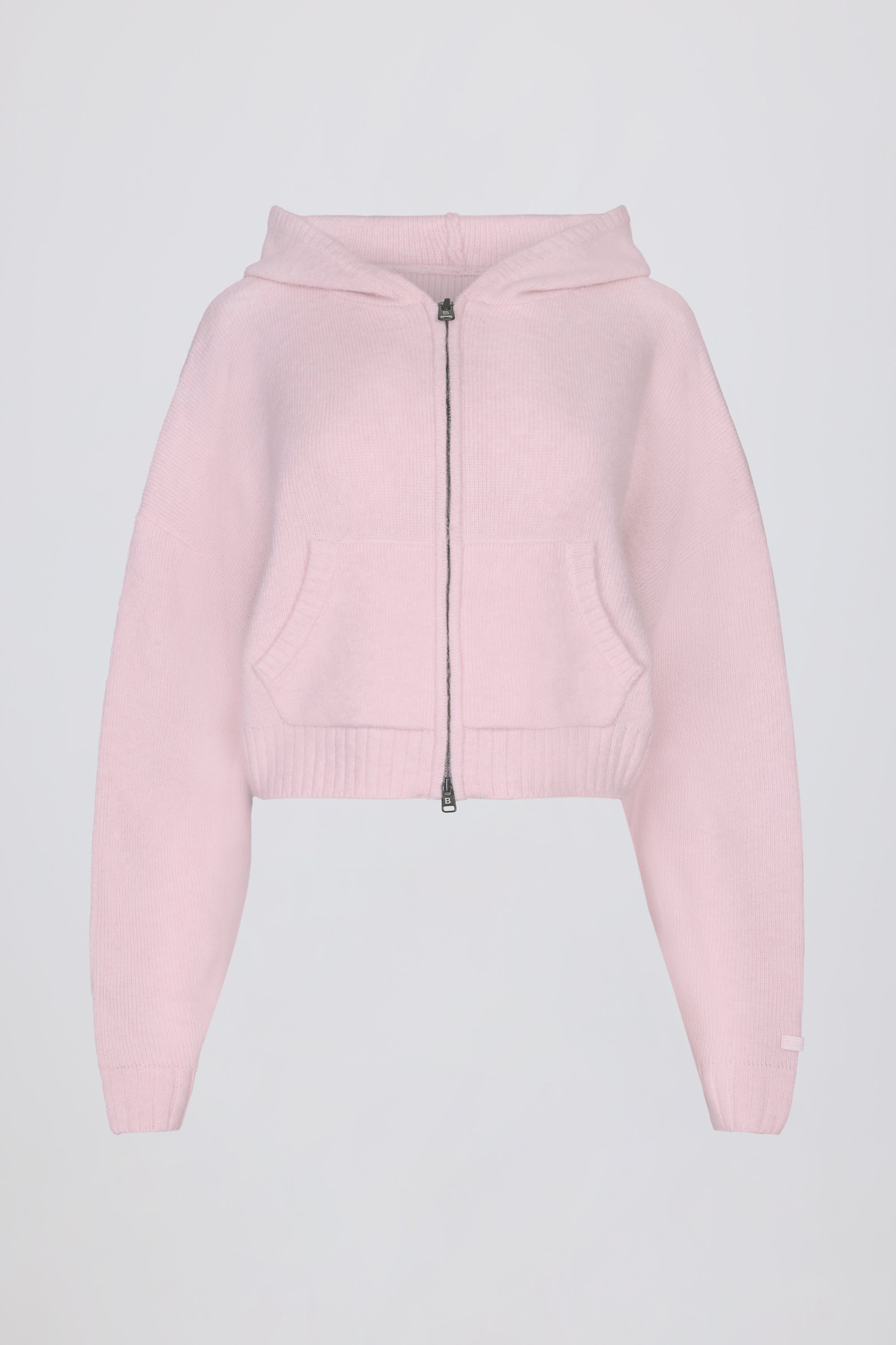 Cropped Zipper Hoodie - Off Pink