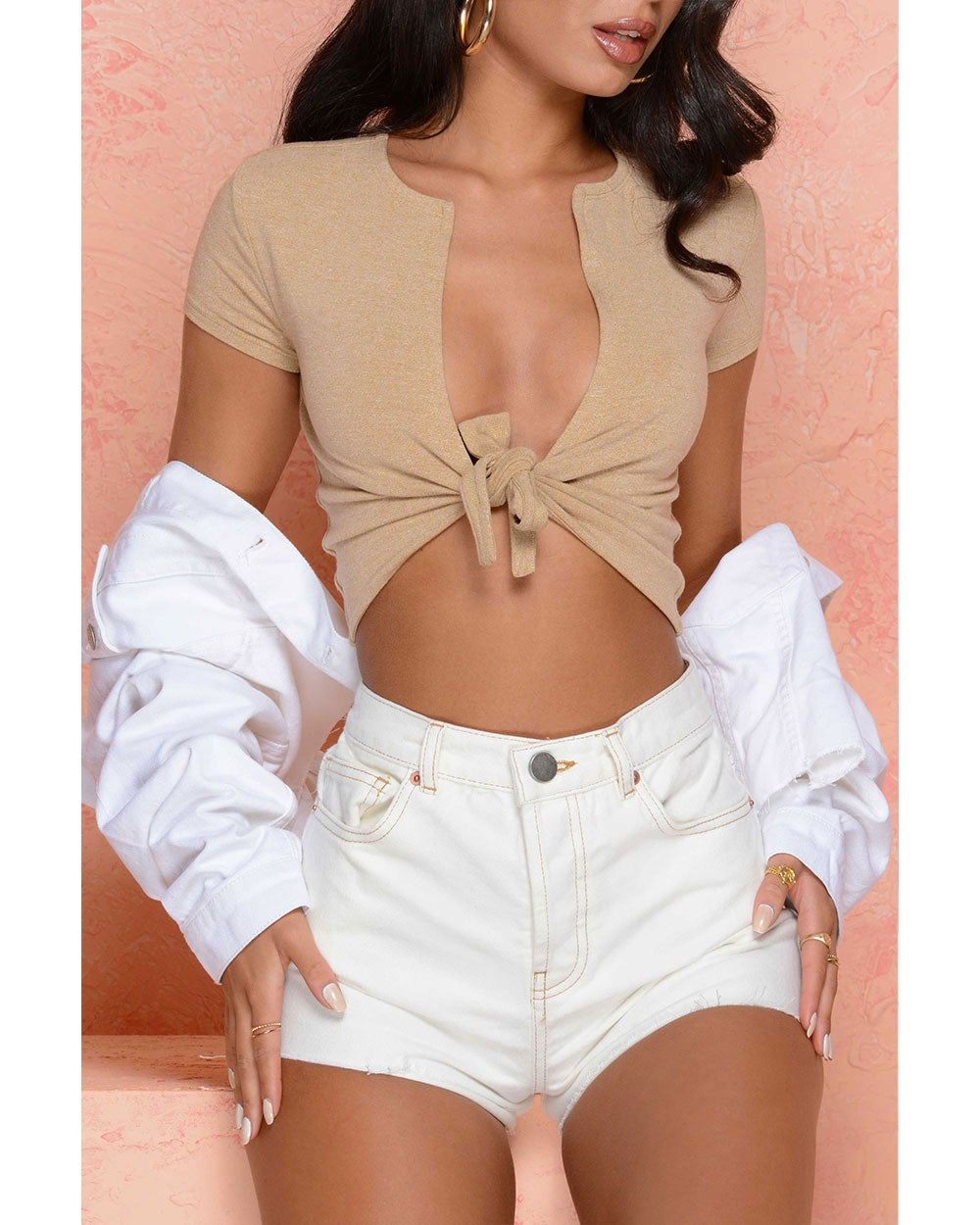 Y-Neck Plunge Crop Top