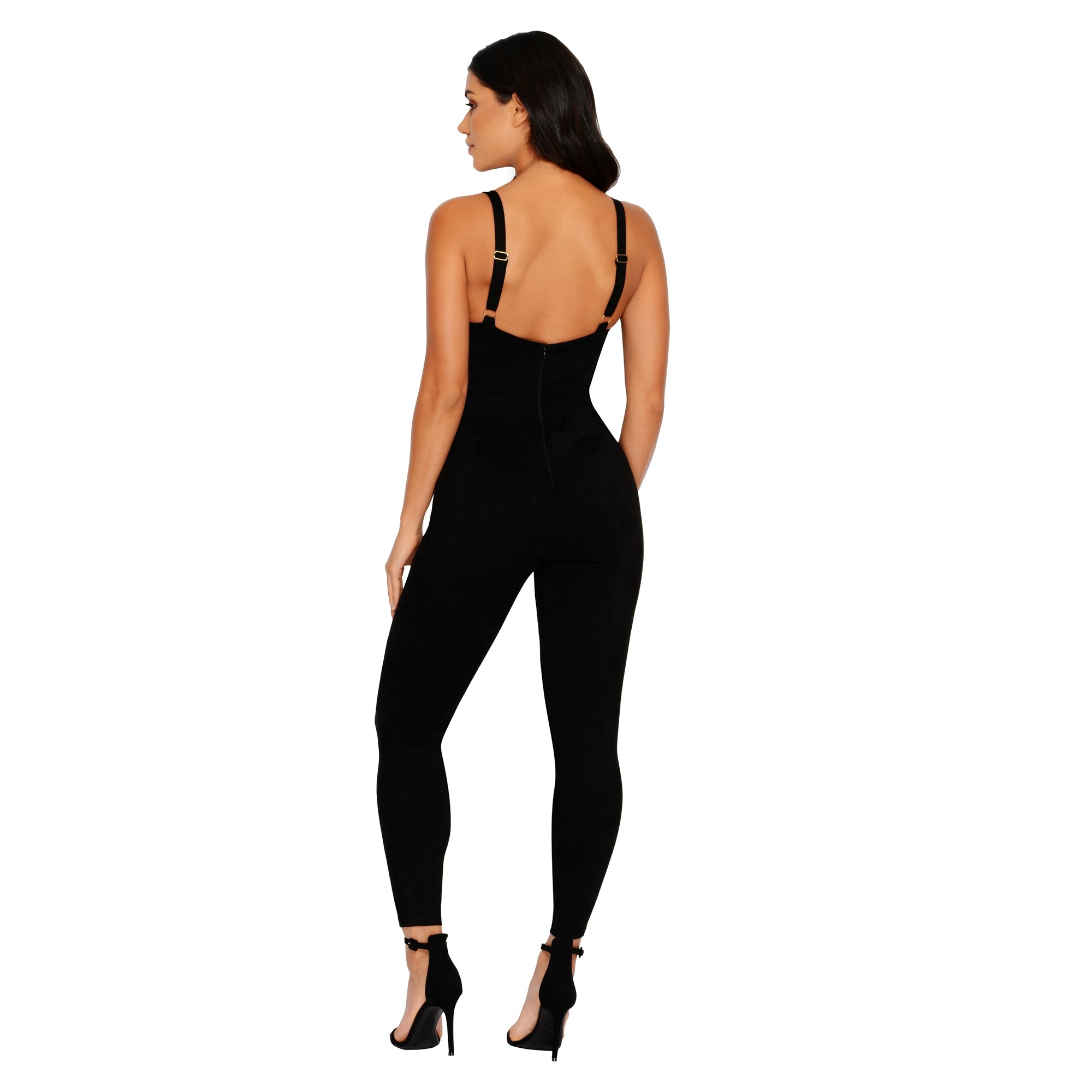 Black cheap suede jumpsuit