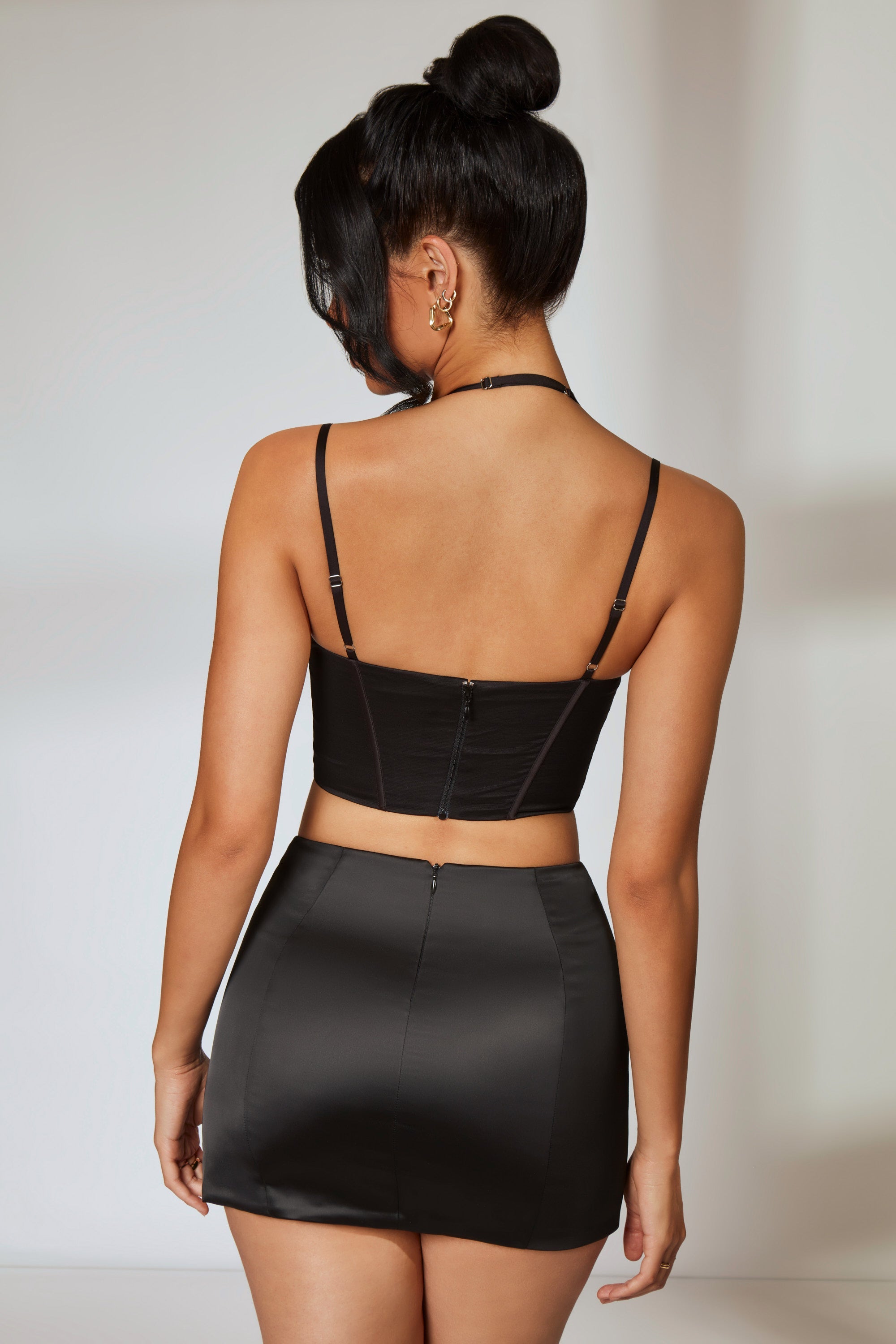 Boast Dual Strap Corset Crop Top in Black | Oh Polly