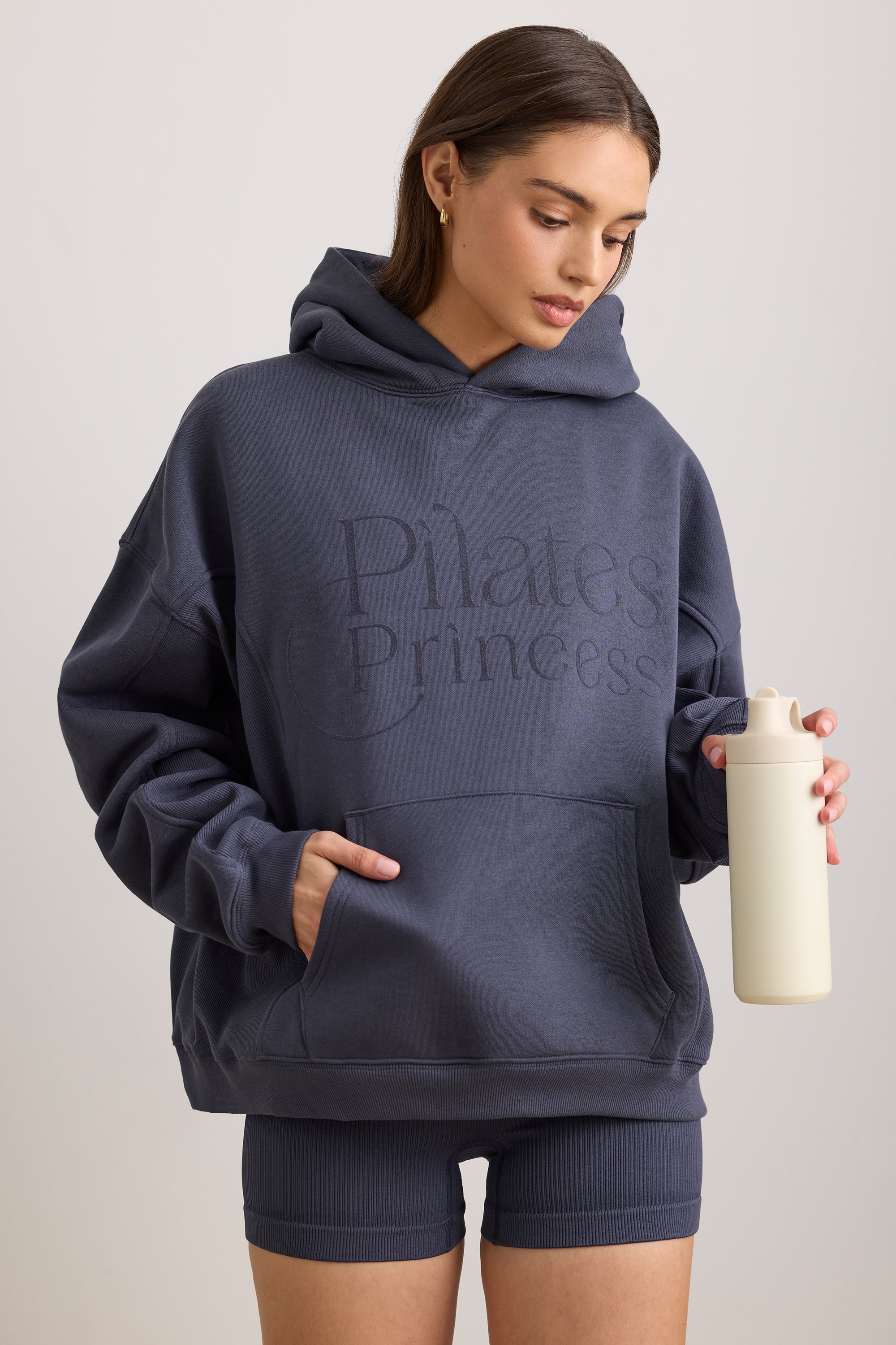 Pilates Princess Oversized Hooded Sweatshirt in Vanilla