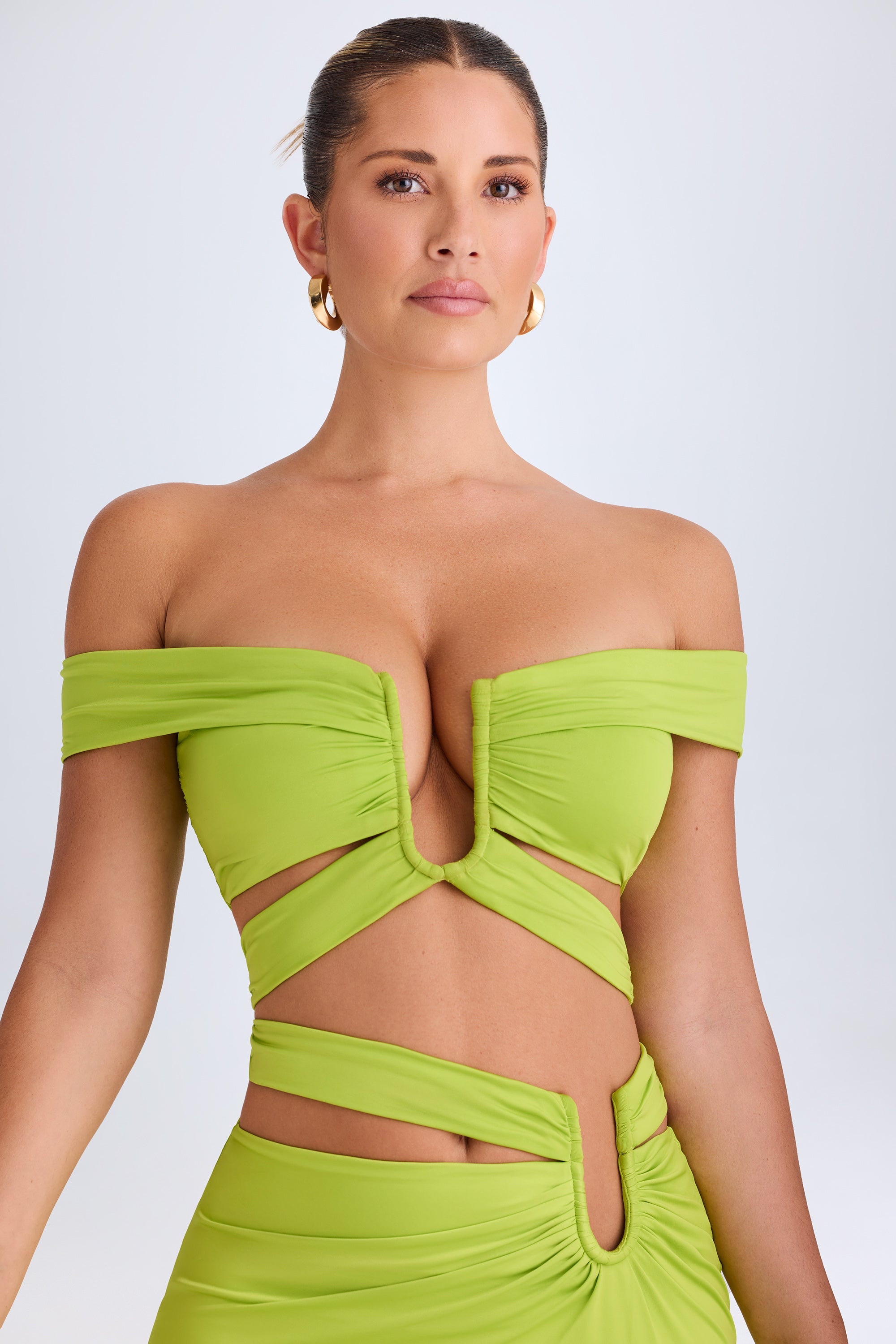 Cut-Out Off-Shoulder Crop Top in Lime Green - XXL | Oh Polly Cut-Out Off-Shoulder Crop Top in Lime Green - XXL | Oh Polly