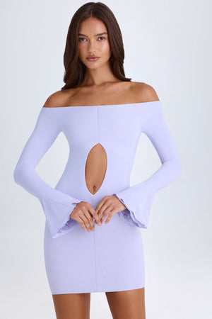 Off-Shoulder Cut-Out Mini Dress in Soft Lilac - XXL | Oh Polly Off-Shoulder Cut-Out Mini Dress in Soft Lilac - XXL | Oh Polly