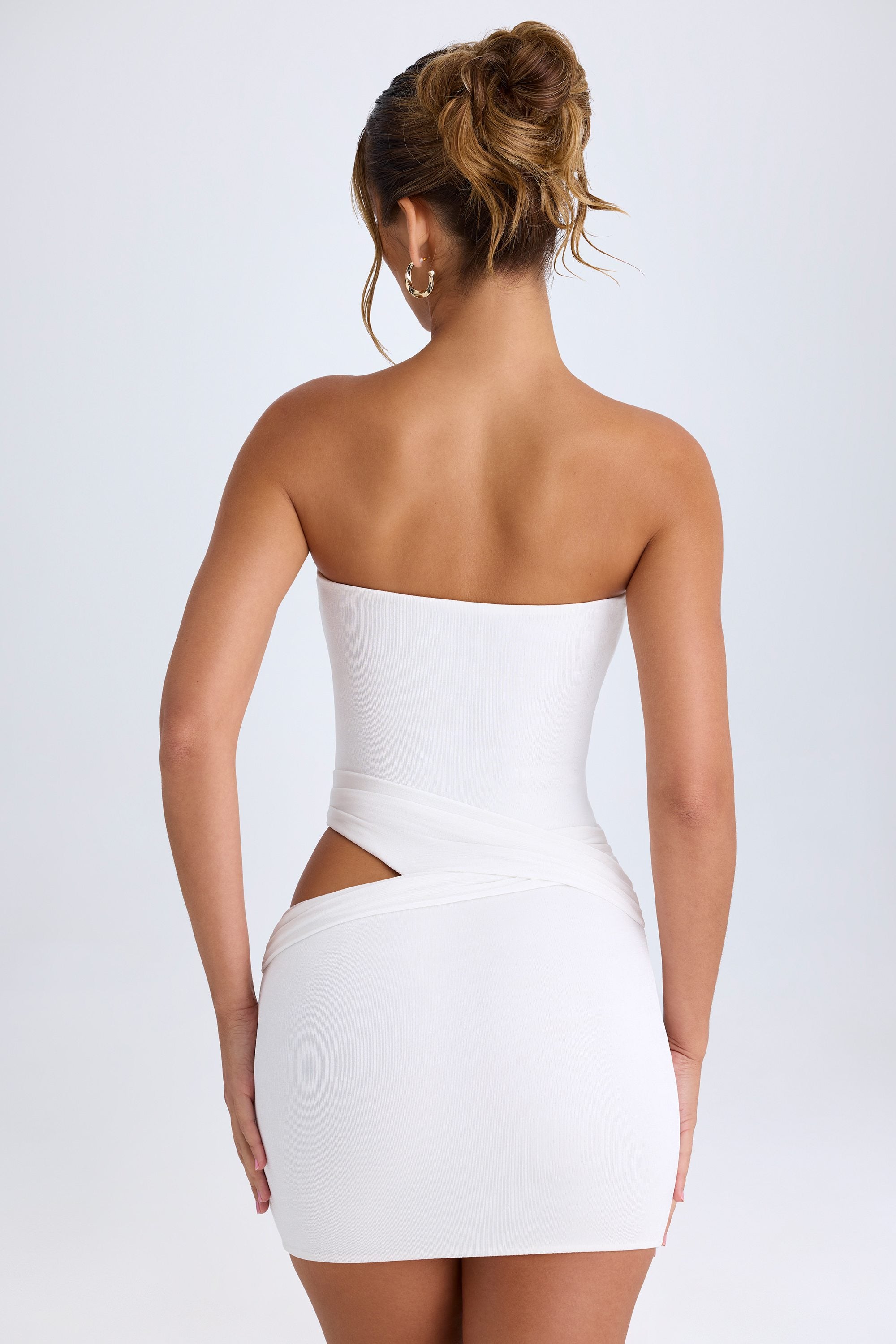 Cut-Out Bandeau Mini Dress in White - XL