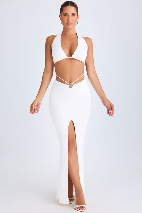 Hardware-Detail Mid-Rise Maxi Skirt in White - 1