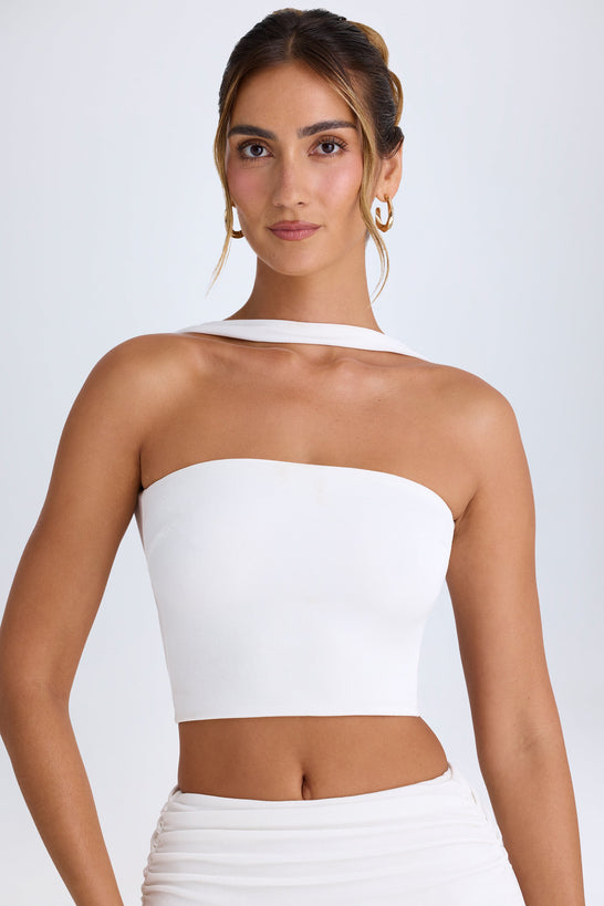 Choker-Detail Bandeau Top in White