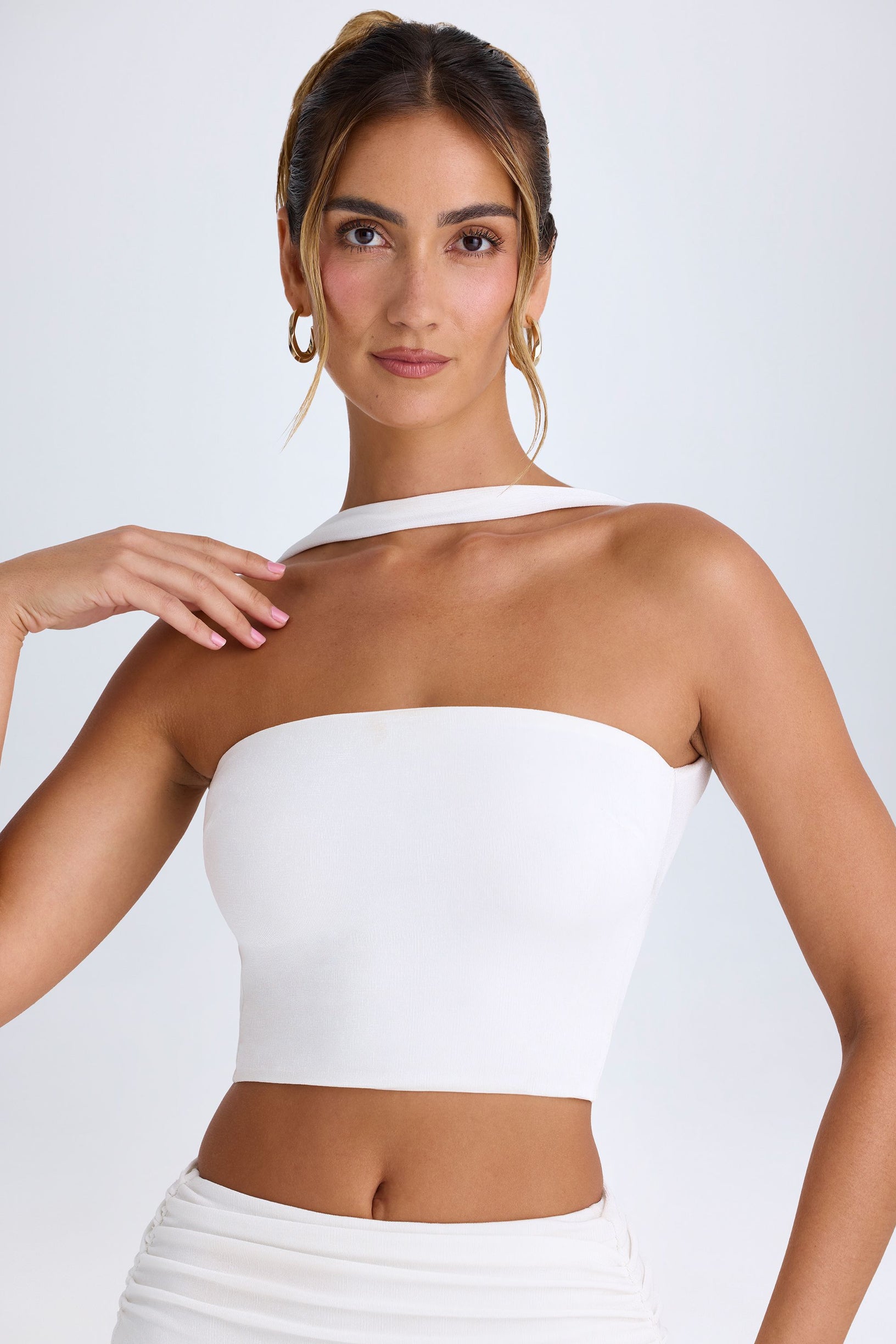 Choker-Detail Bandeau Top in White - 2