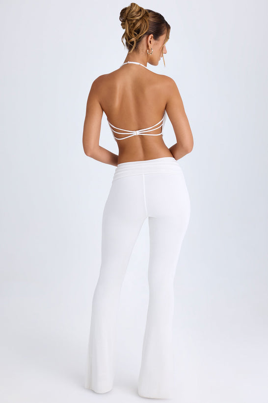 Ruched Mid-Rise Trousers in White