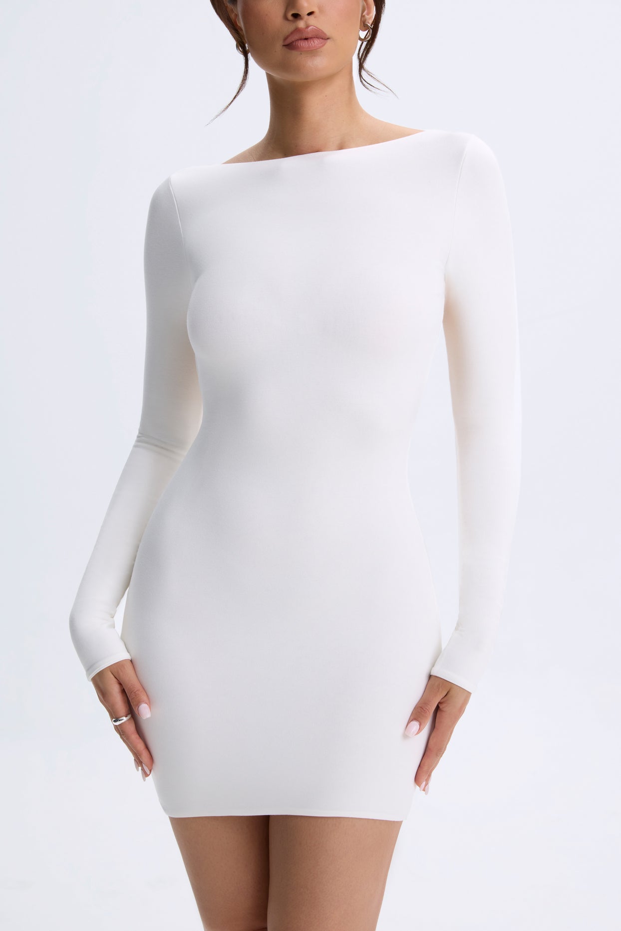Open-Back Bodycon Mini Dress in White