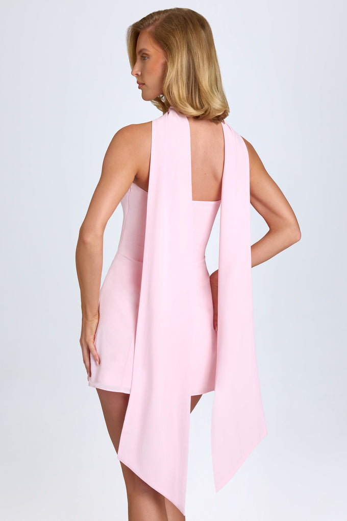Scarf-Detail A-Line Mini Dress in Blush