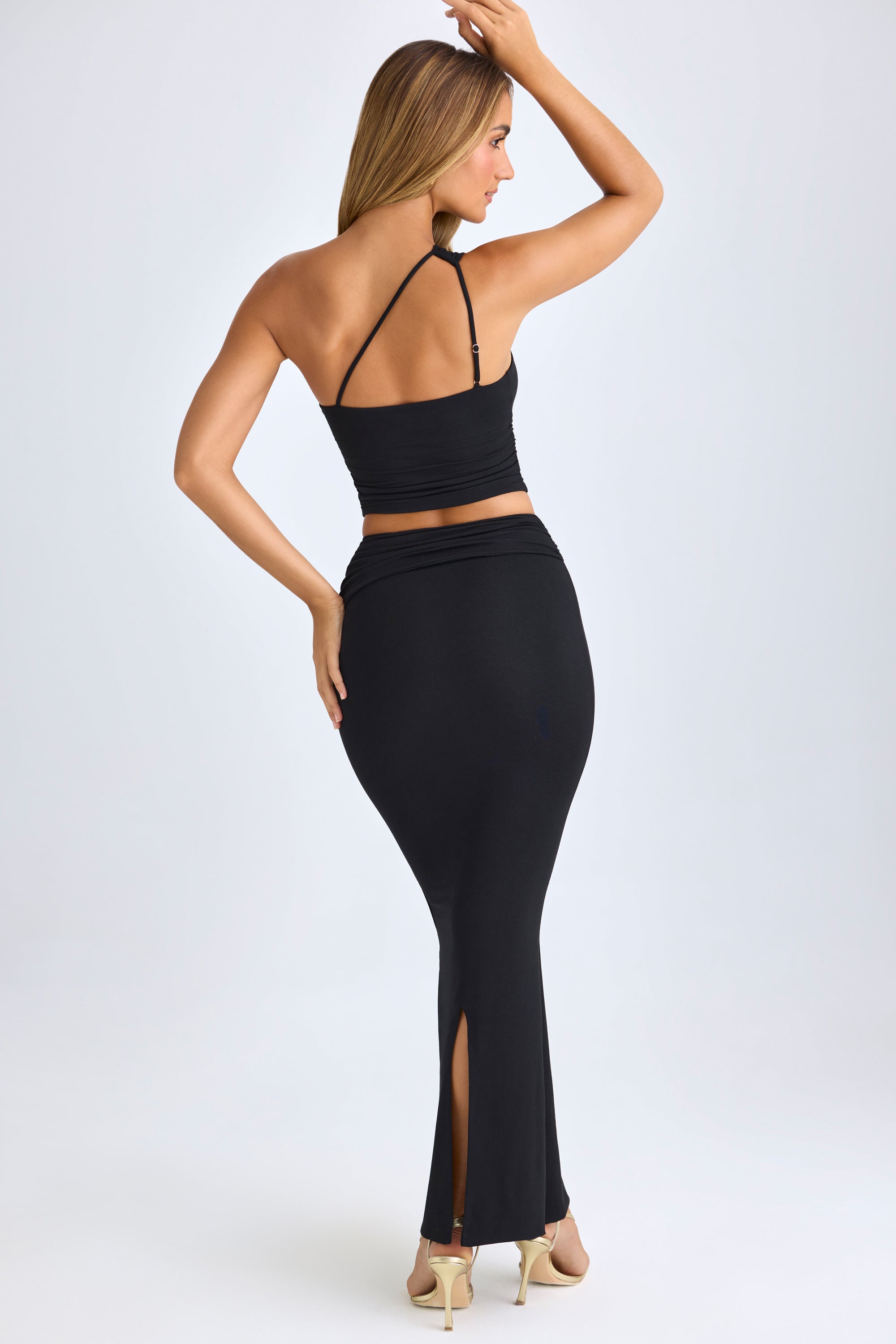Lena Modal Twist-Front Maxi Skirt in Black | Oh Polly – Oh Polly US