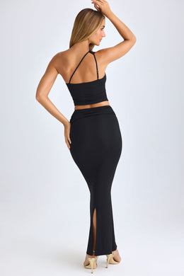 Modal Twist-Front Maxi Skirt in Black