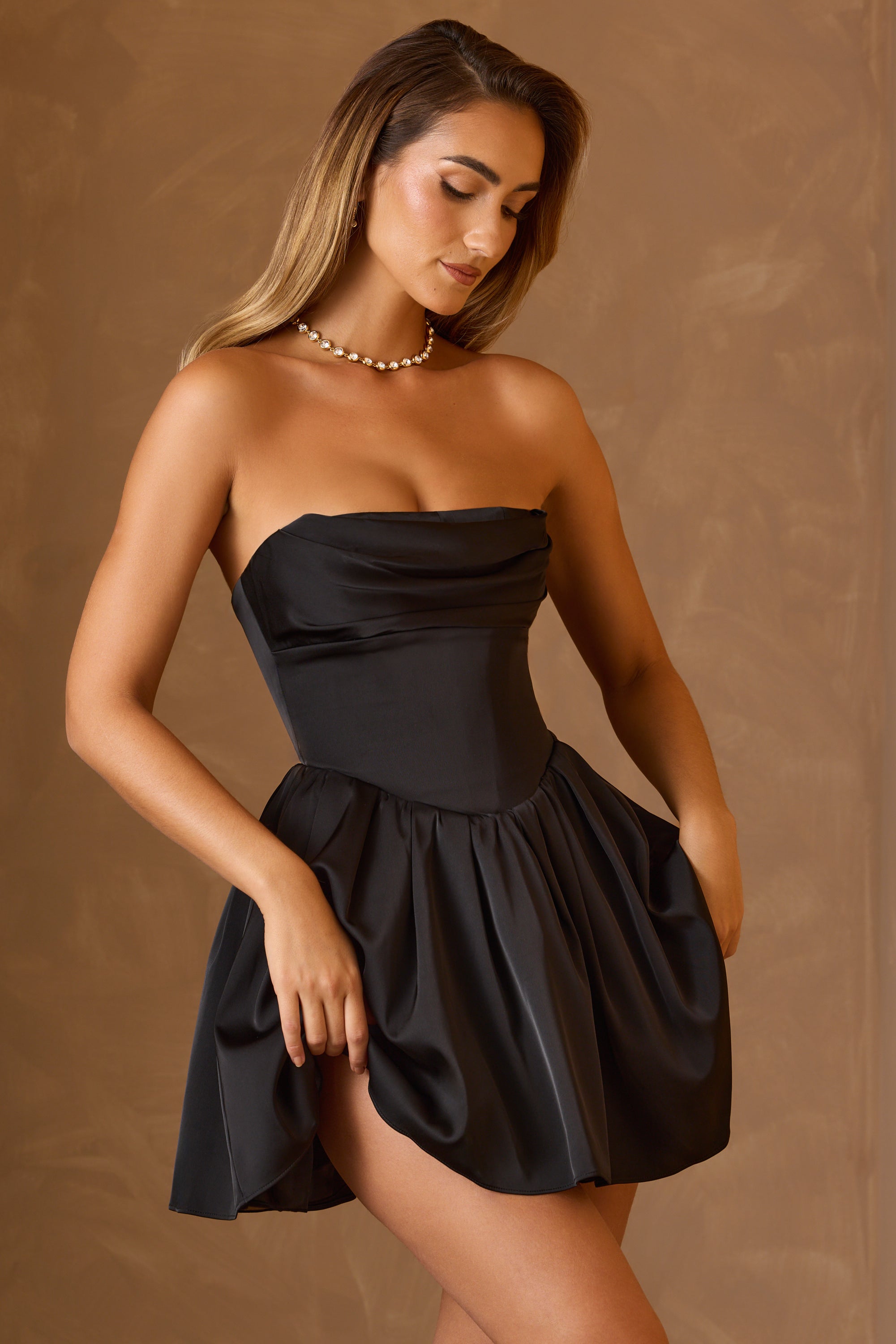 Oh polly satin black dress best sale