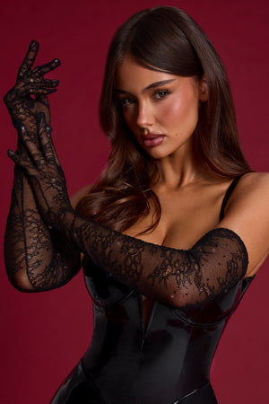 Lace Gloves in Black