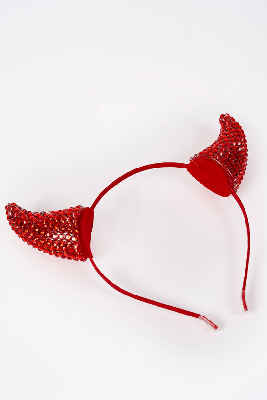 Devil Horns Headband in Fire Red