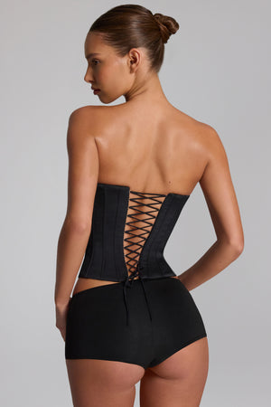 Lace-Up Corset Top in Black