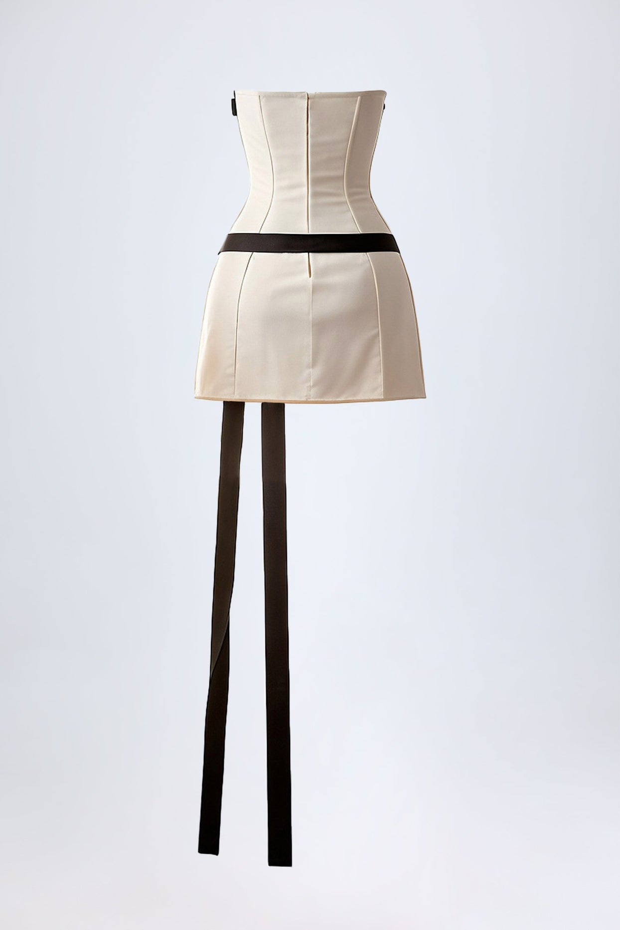 Strapless Bow-Detail A-Line Mini Dress in Ivory