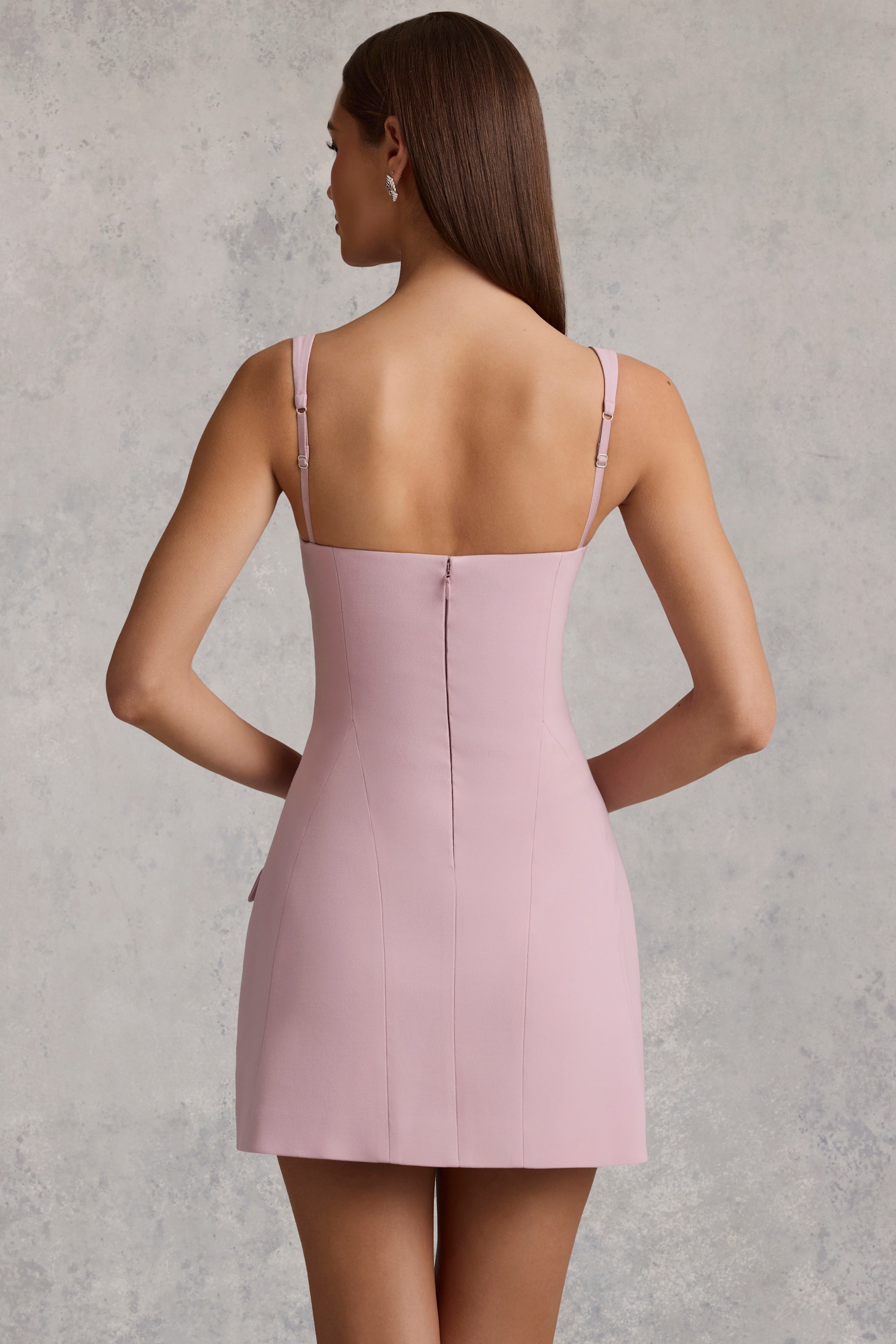 Zarina Cut-Out Structured A-Line Mini Dress in Mauve | Oh Polly