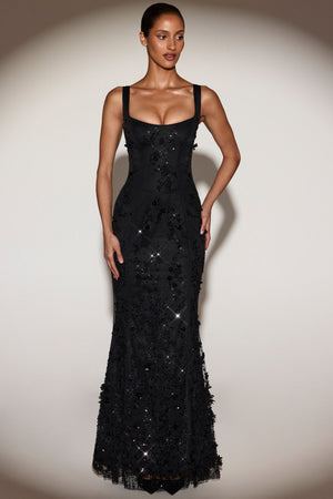 Vasanta Embellished Fishtail Corset Gown in Black | Oh Polly Vasanta Embellished Fishtail Corset Gown in Black | Oh Polly
