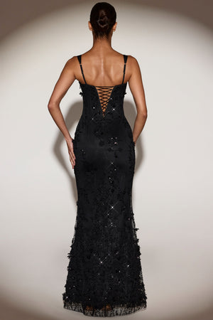 Vasanta Embellished Fishtail Corset Gown in Black | Oh Polly Vasanta Embellished Fishtail Corset Gown in Black | Oh Polly