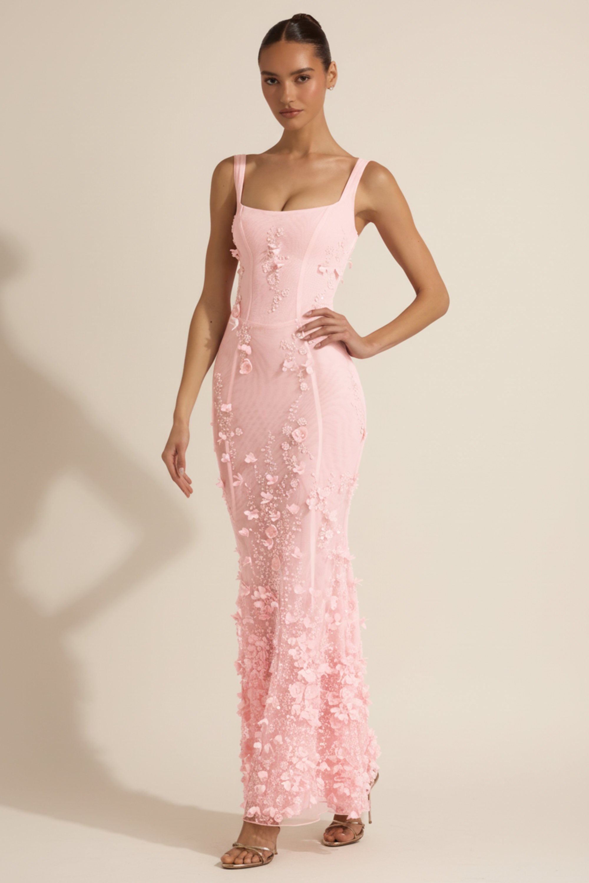 Vasanta Embellished Fishtail Corset Gown in Pink | Oh Polly – Oh