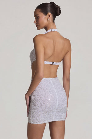 Embellished Cut-Out Halterneck Mini Dress in White - 6 | Oh Polly Embellished Cut-Out Halterneck Mini Dress in White - 6 | Oh Polly