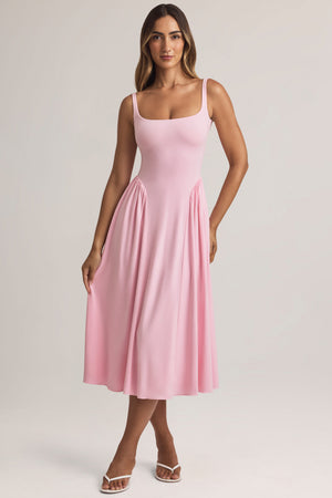 Modal A-Line Midaxi Dress in Pastel Pink - S | Oh Polly Modal A-Line Midaxi Dress in Pastel Pink - S | Oh Polly